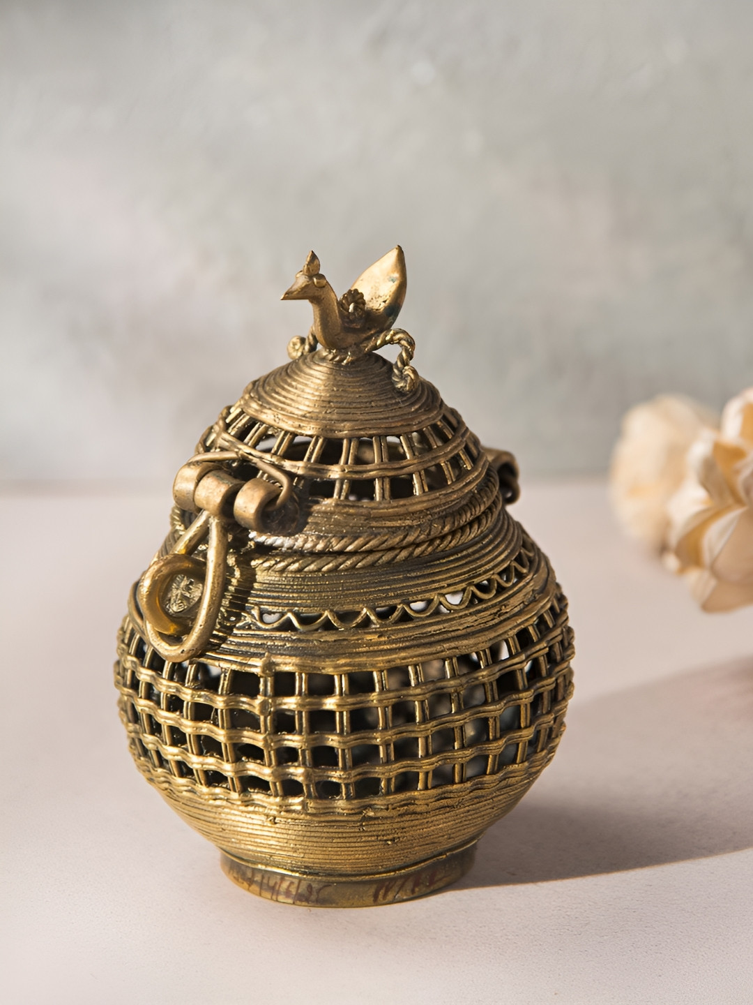 Fabindia Yatan Gold-Toned & Black Box Brass Figurine Showpiece