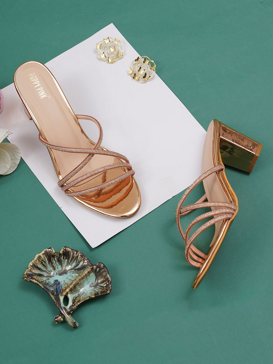 POPPYPINK Western - Embellished Block Sandals