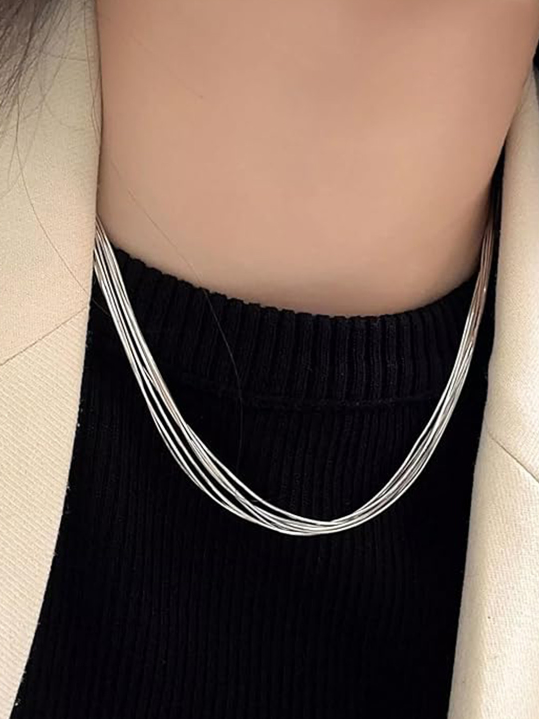 Amalfa Starry Silver Plated Anti-Tarnish & Skin-Safe Tassel Chain Necklace