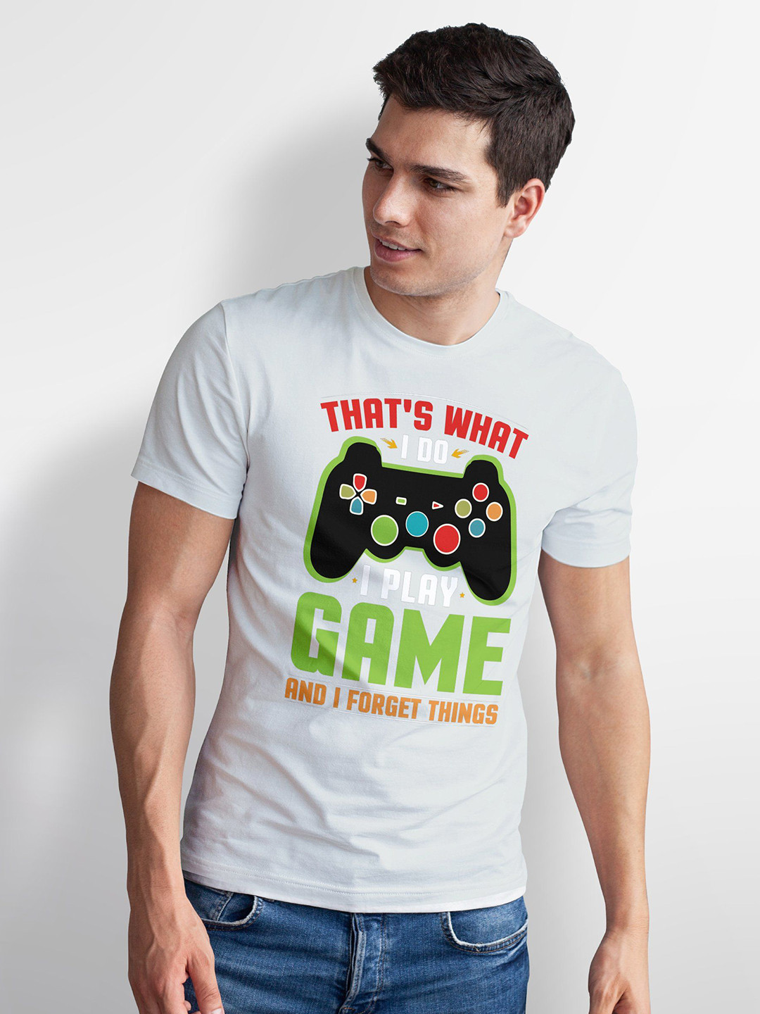 Seekbuylove Men Bio Finish Gamer Round Neck Pure Cotton T-shirt