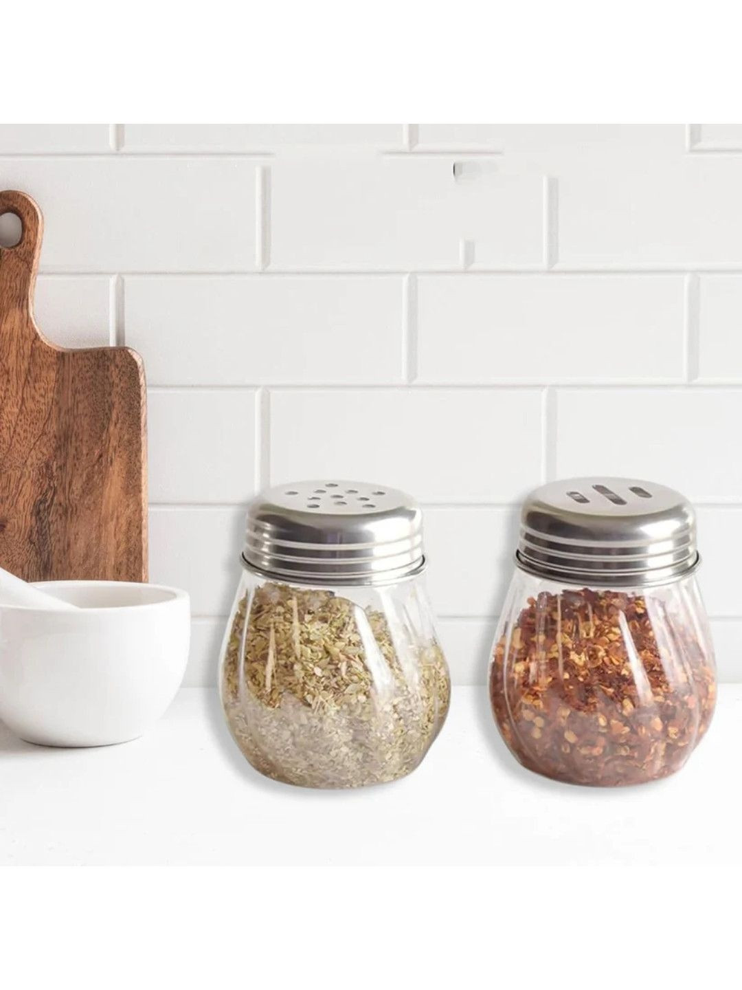 DeoDap Transparent 2 Pieces Oregano & Chilli Flakes Dispenser Set