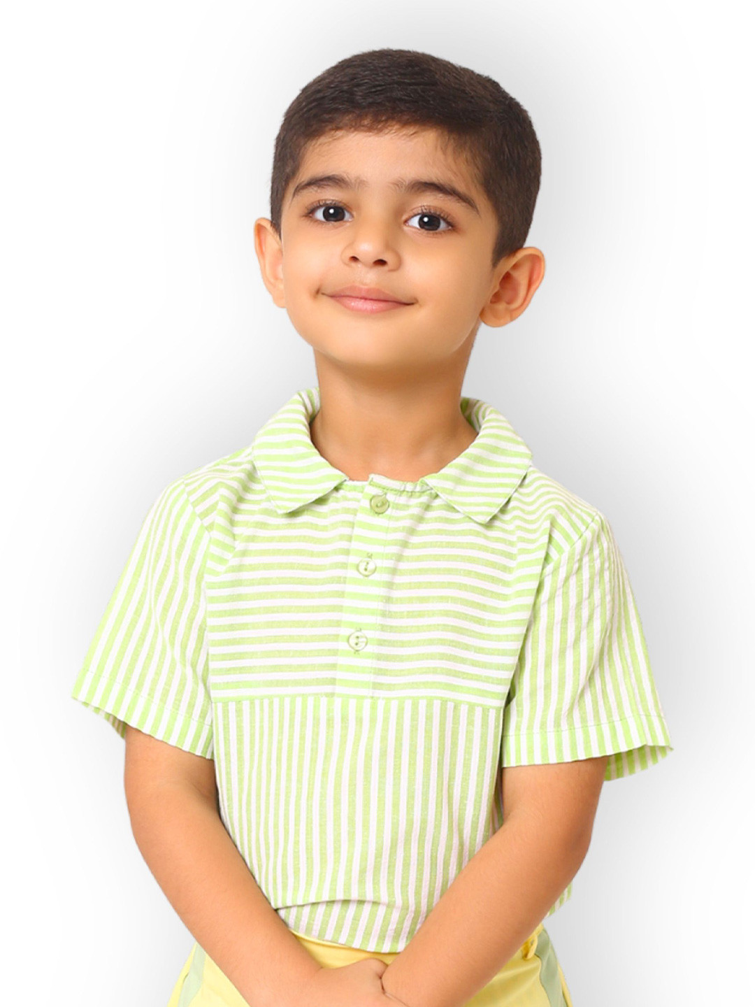 Babies of Wonder Boys Comfort Fit Vertical Striped Spread Collar Cotton Casual Shirt