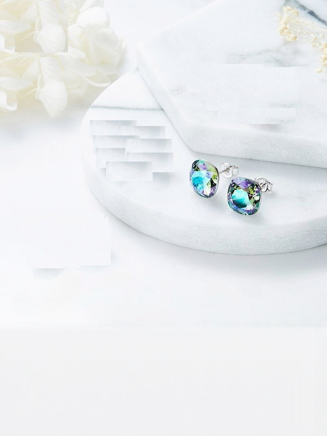 MYSTICFLAVIA Colorful Florentine Crystal Silver Earrings