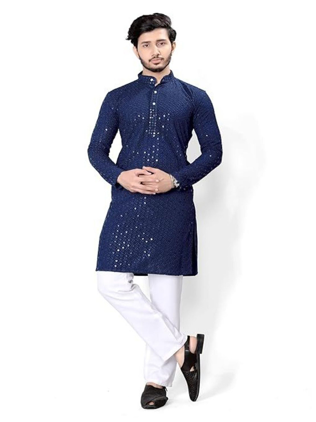 JKANDCOMPANY Men Ethnic Motifs Embroidered Festive Straight Kurta