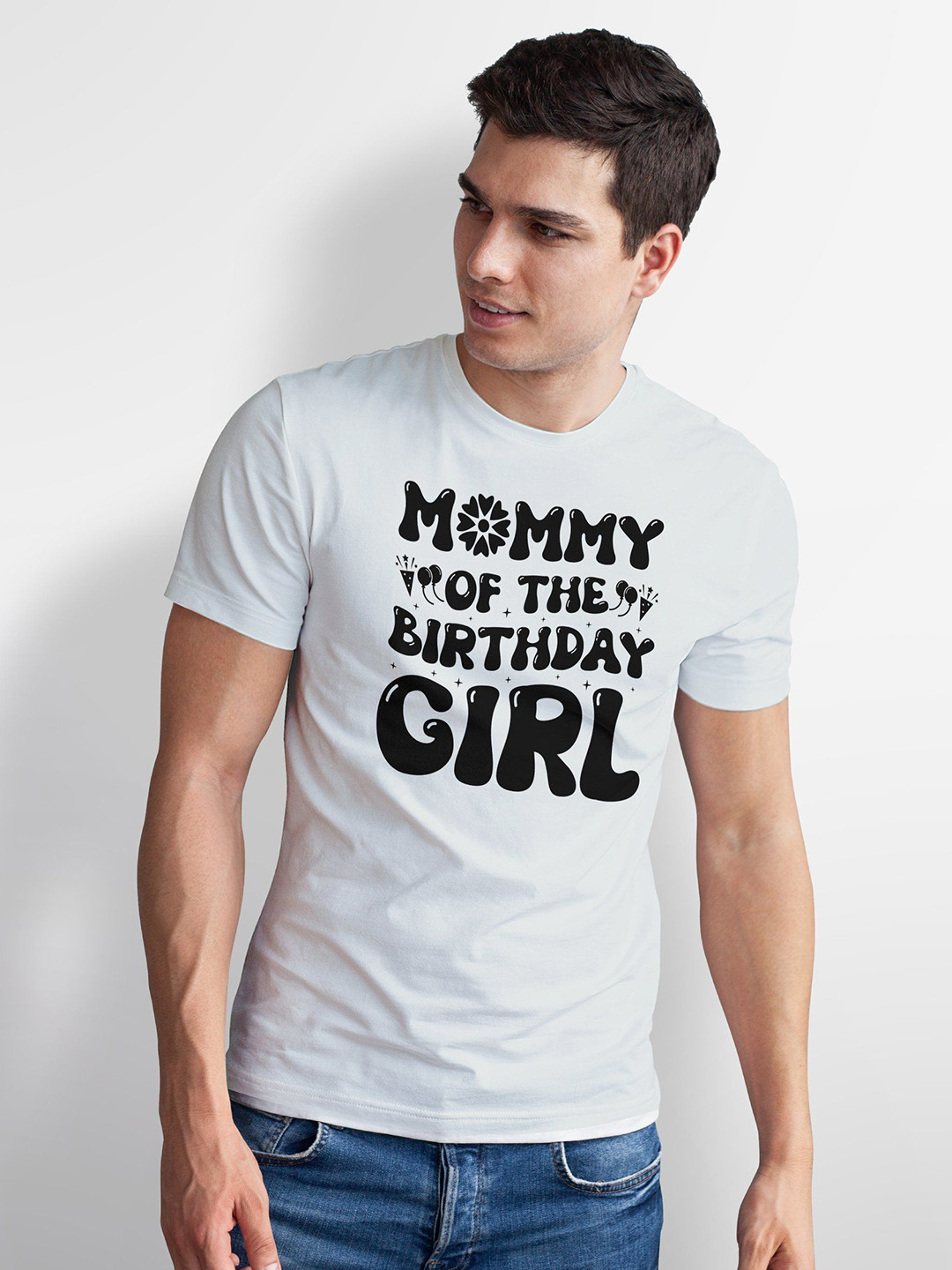 Seekbuylove Men Bio Finish Mommy Of The Birthday Girl Round Neck Pure Cotton T-shirt