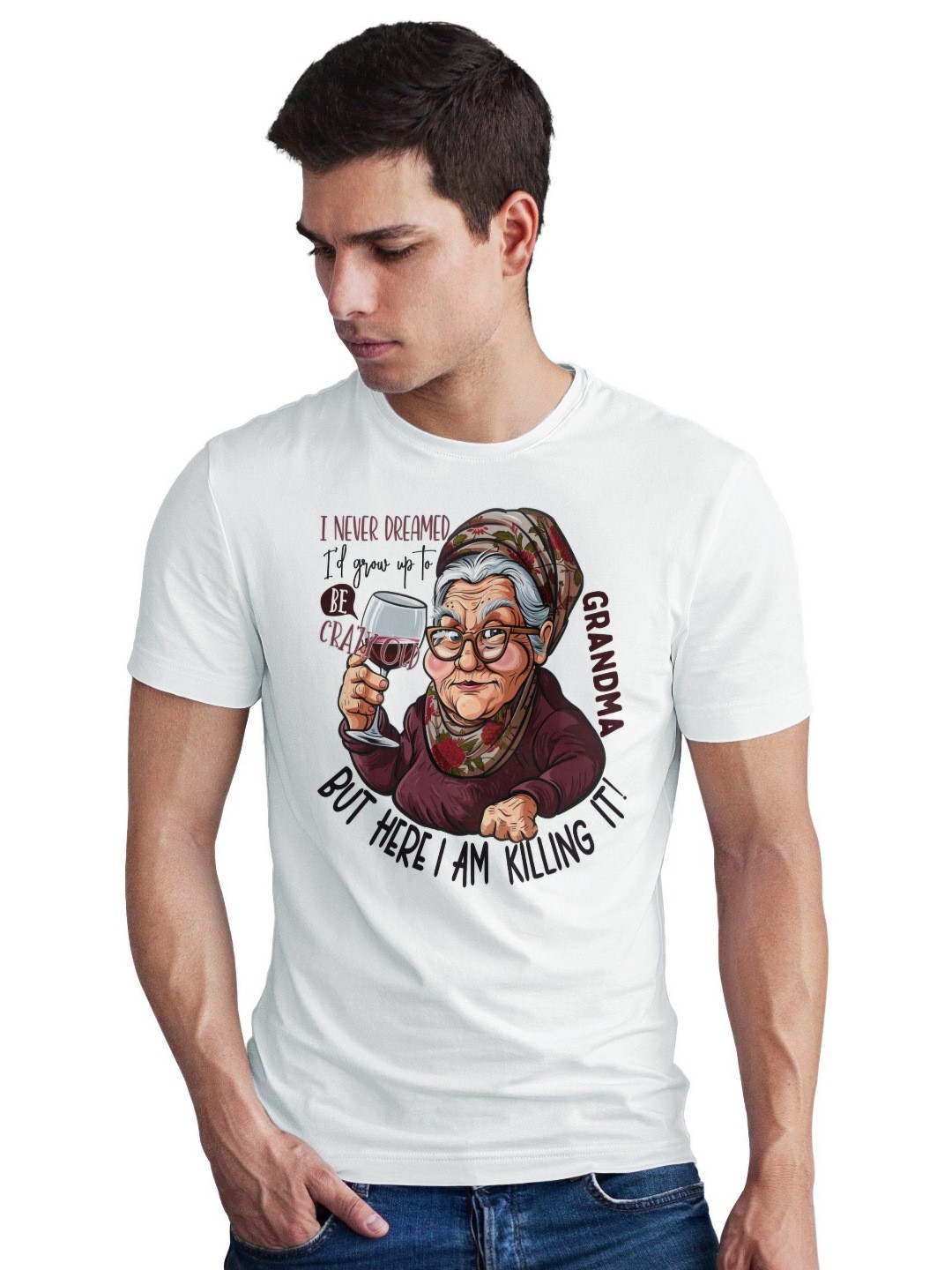 Seekbuylove Funny Grandma Graphic Printed Cotton Bio Finish T-shirt