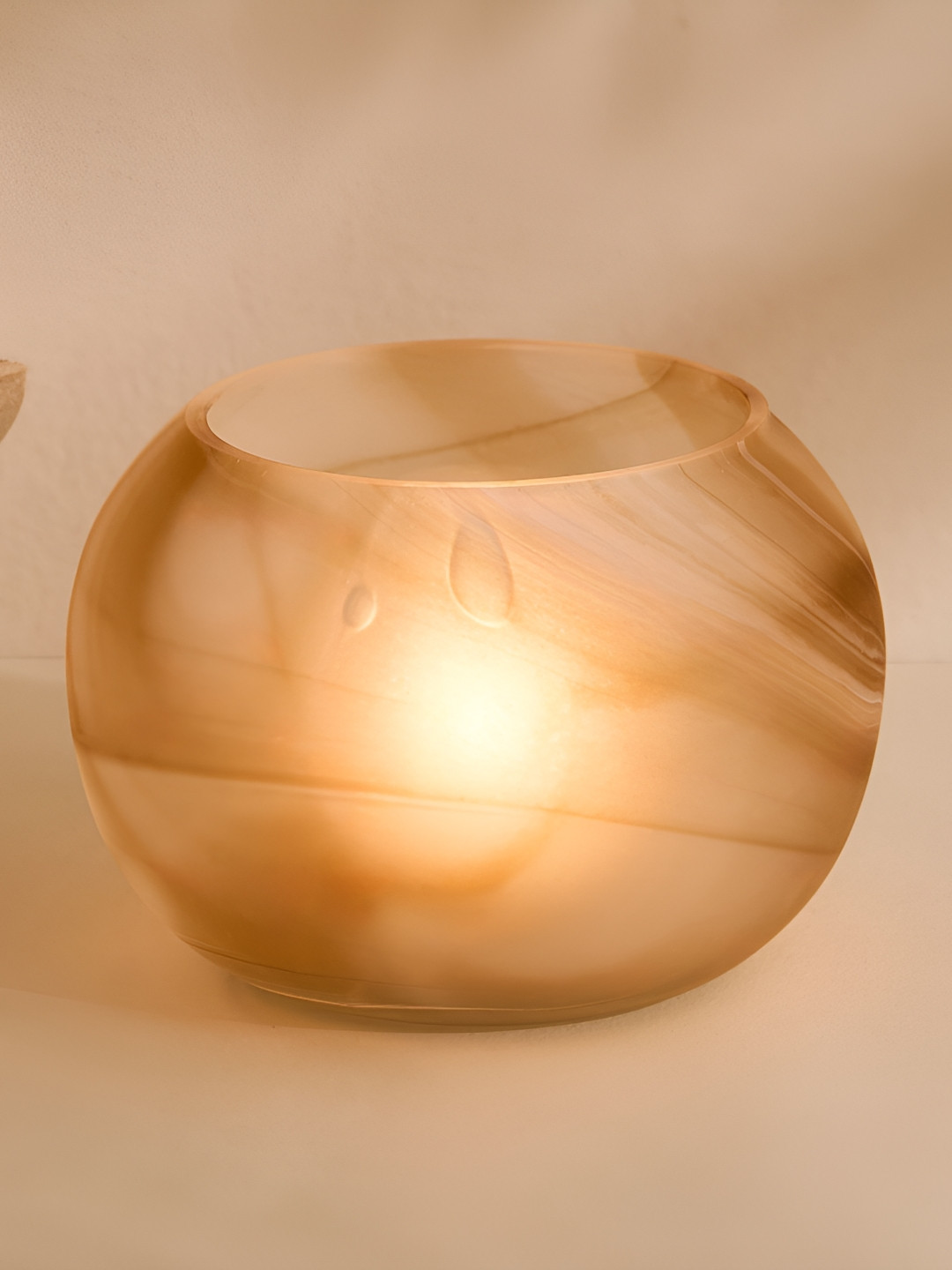 Home Centre Alchemy Alabasta Gold-Toned Glass Fluid T-Light Candle Holder