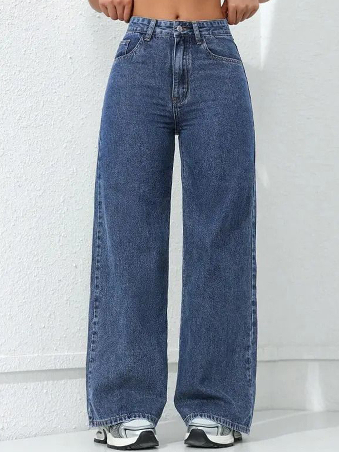 VK FASHION Women Jean Wide Leg High-Rise Clean Look No Fade Stretchable Jeans