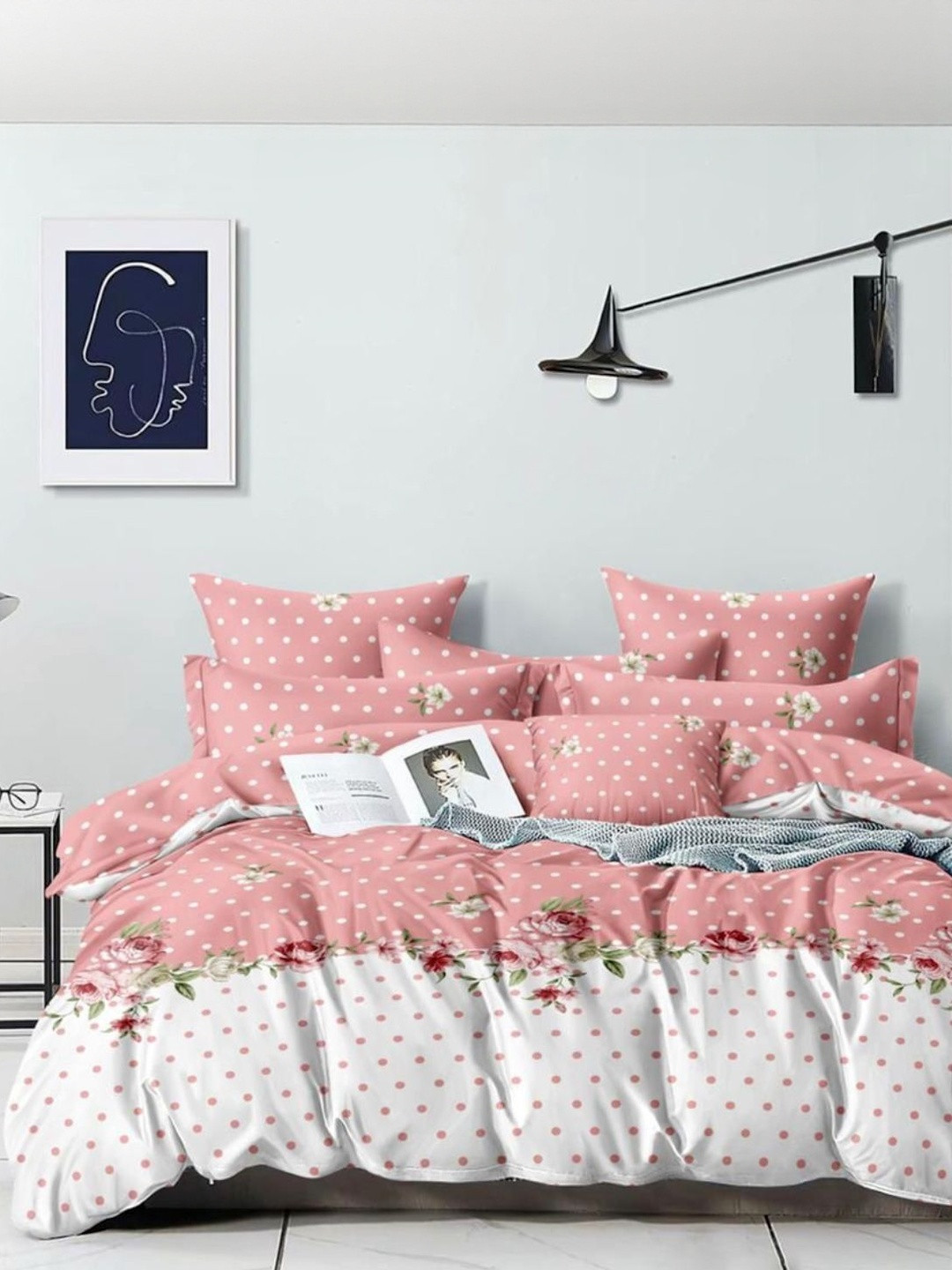 WELLNEST Beige 220 TC Cotton Queen Bedsheets