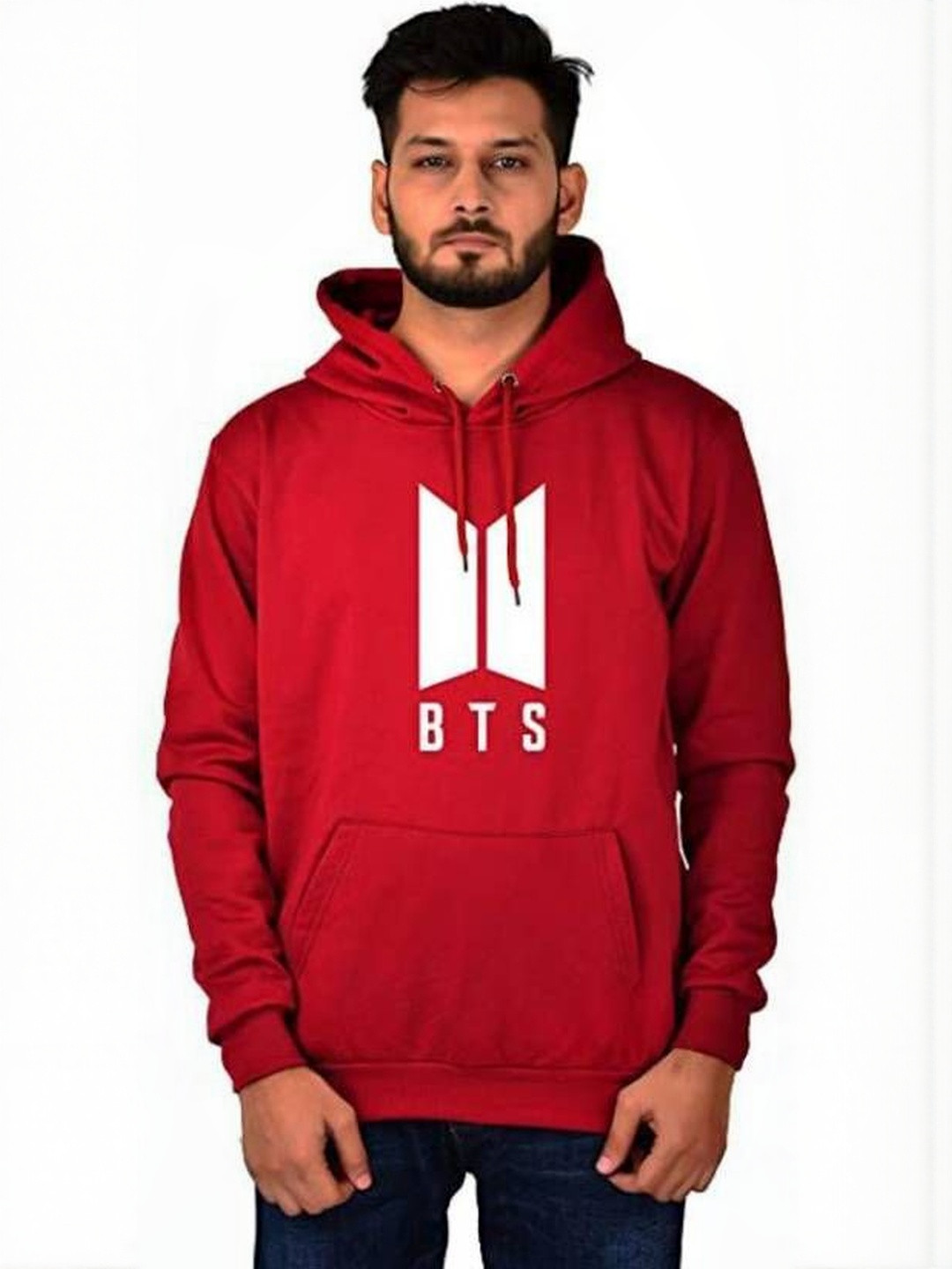VALUE CREATION Men Red Cotton Printed Hooded Pullover