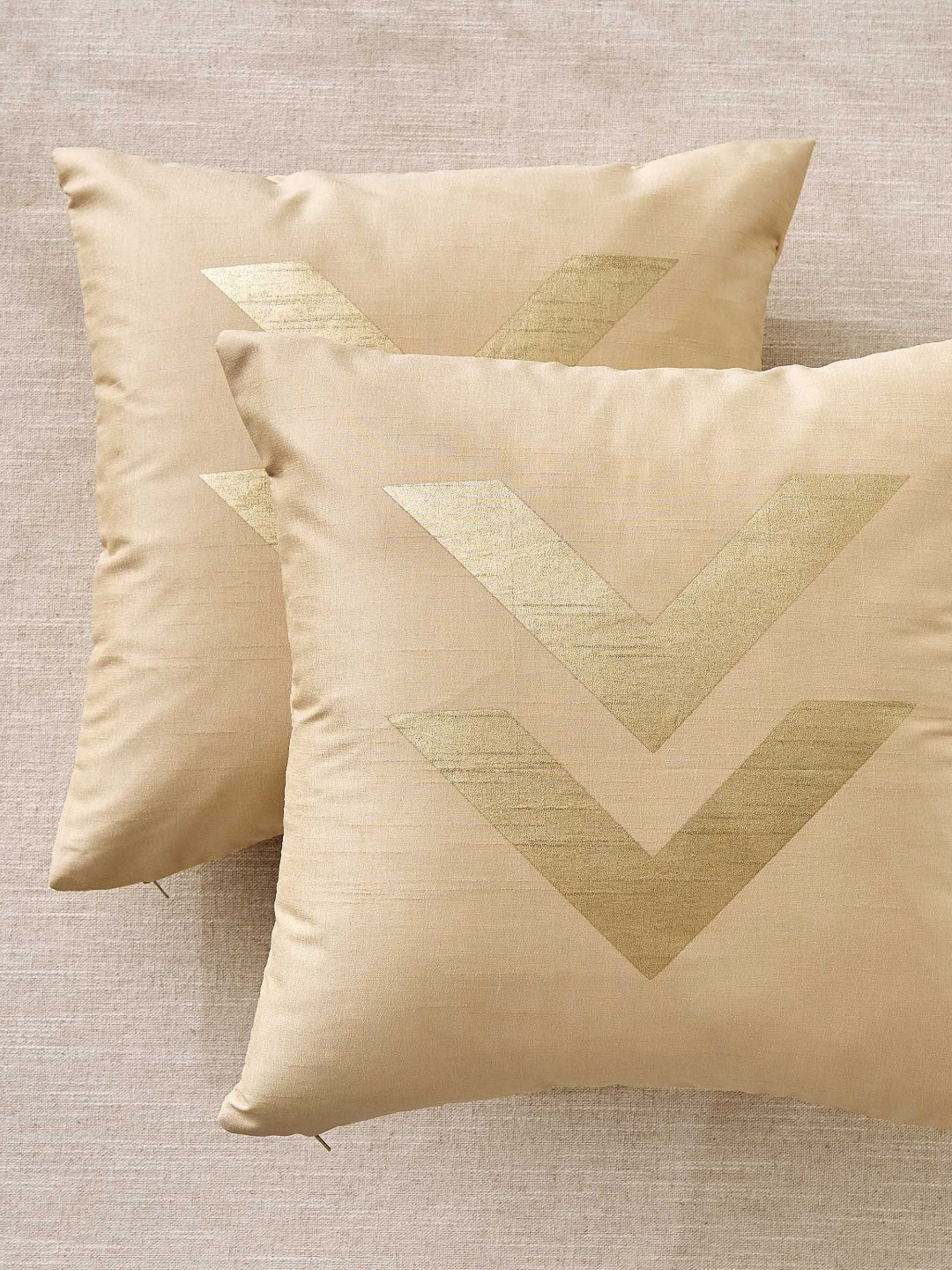 Home Centre Lunaa Beige 2 Pieces Abstract Square Cushion Covers