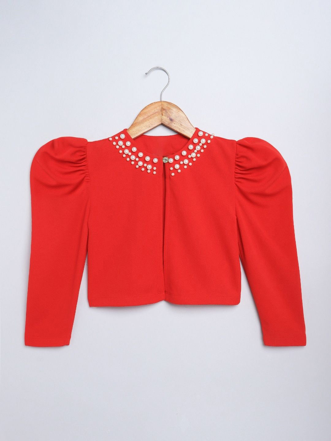 BRIGHT STARS KIDSWEAR Girls Party Embroidered Crop Button Shrug