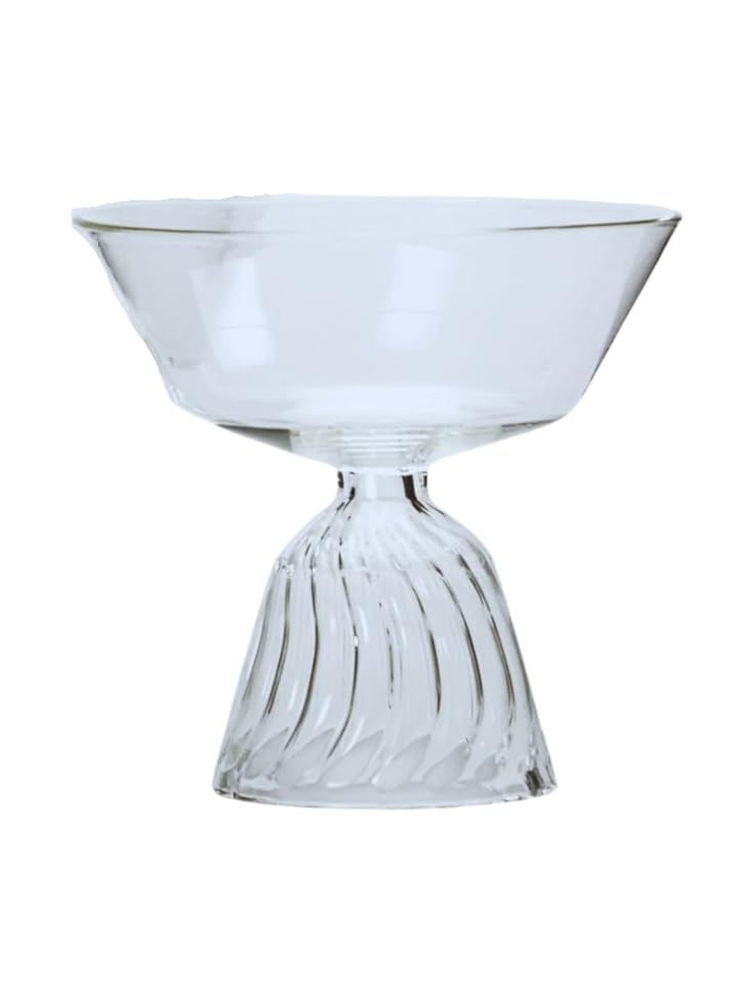 CRAFTFRY Pack of 1 Short Bowl Set Elegant Fluted Base Borosilicate Glass Bowls