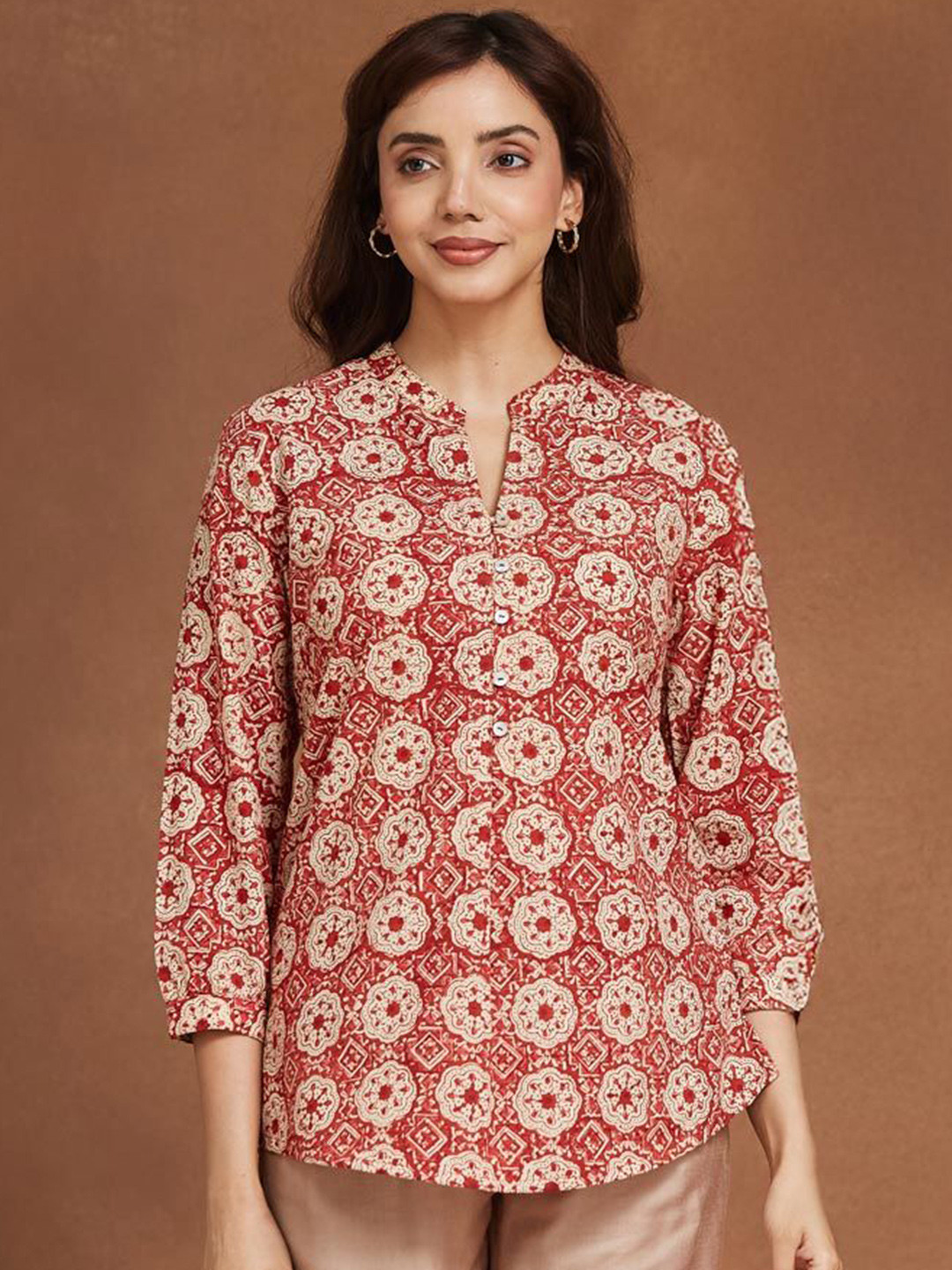 Fabindia Women Ethnic Motifs Printed Pure Cotton Short Kurti