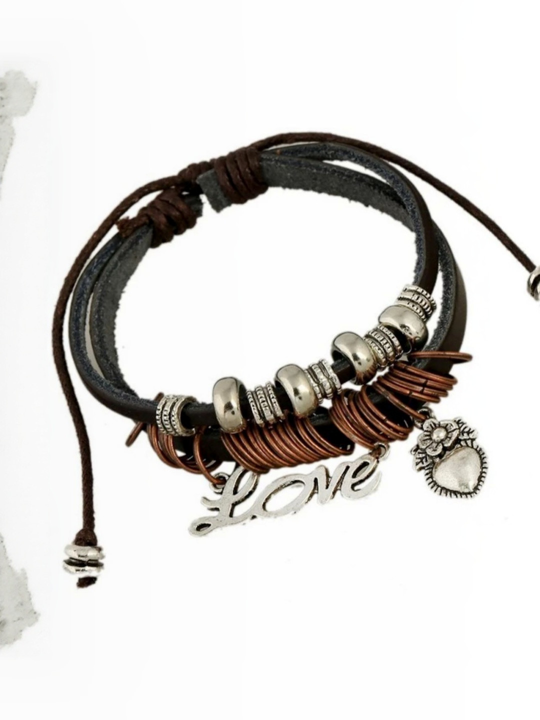 Tinera Trends Men Leather Multistrand Bracelet