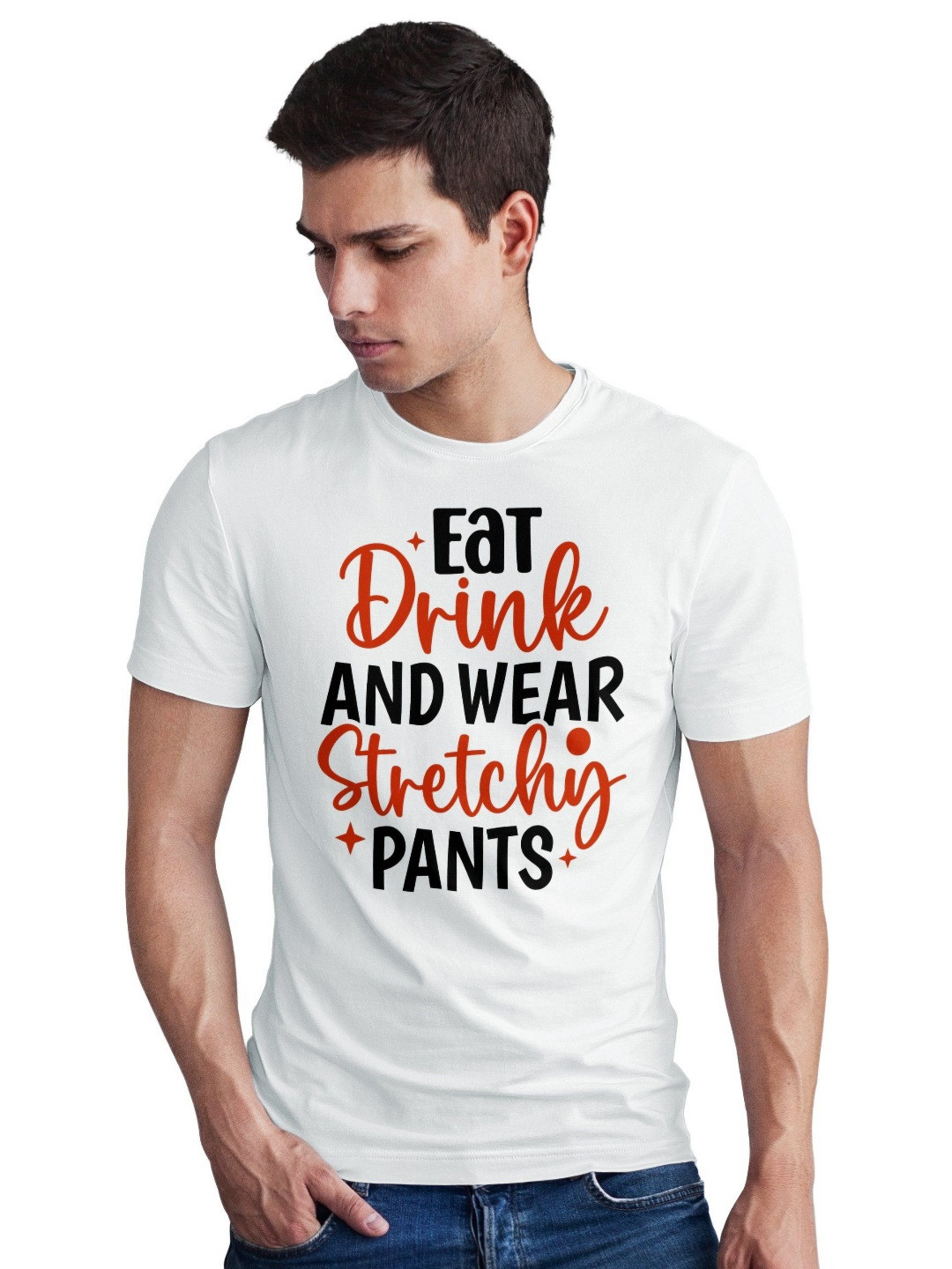 Seekbuylove Men Bio Finish Eat Drink And Wear Stretchy Pants Pure Cotton T-shirt