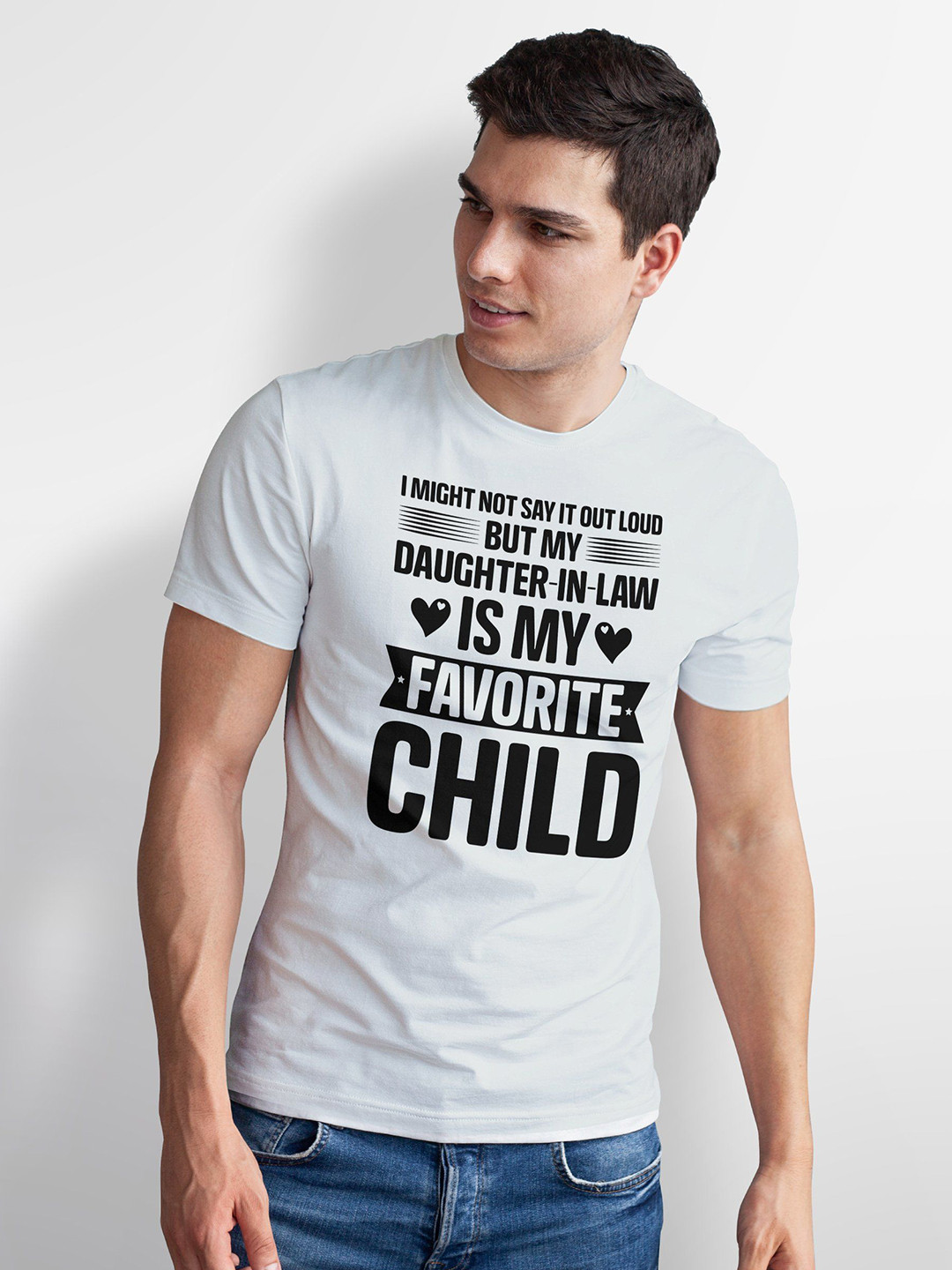 Seekbuylove Men Bio Finish Daughter-In-Law Favorite Child Round Neck Pure Cotton T-shirt