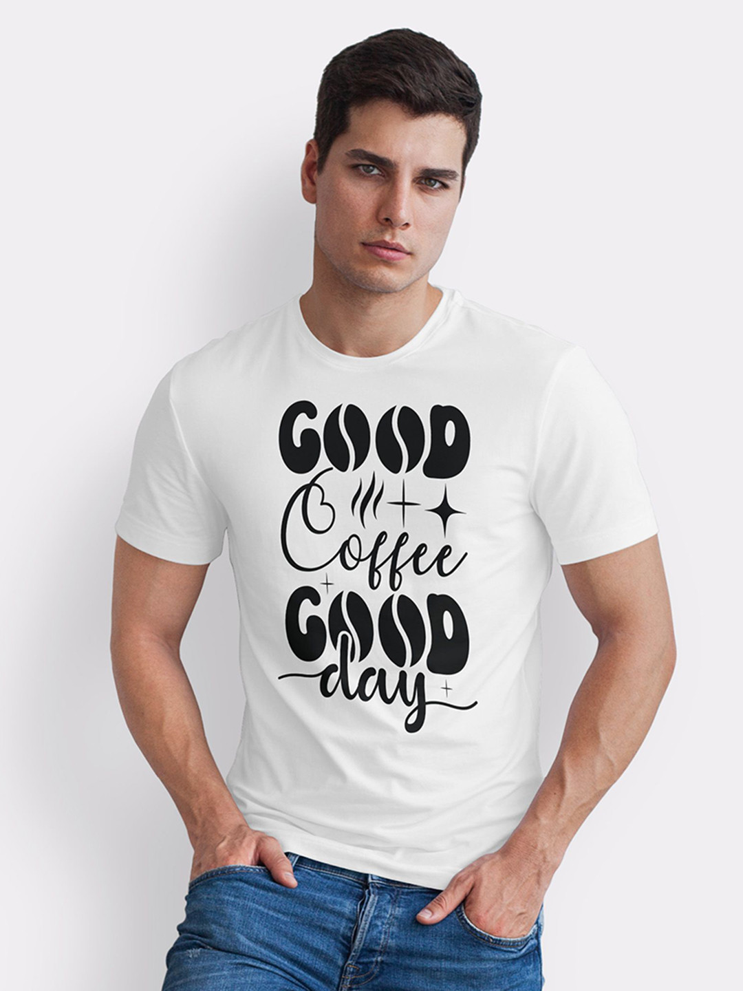 Seekbuylove Good Coffee Day Typography Printed Cotton Bio Finish T-shirt