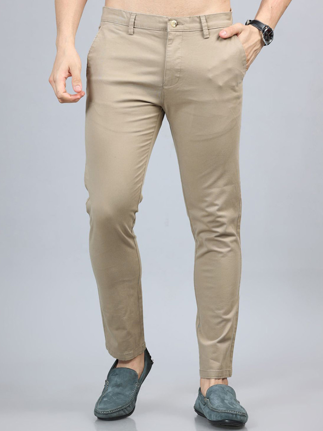SWISS HORN Men Regular Fit Mid-Rise Cotton Stretchable Chinos Trouser