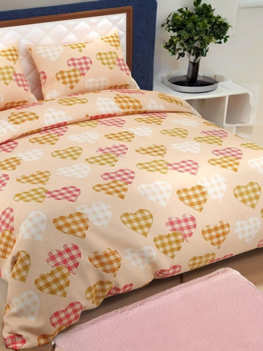WELLNEST Multicoloured 104 TC Polyester Queen Bedsheets