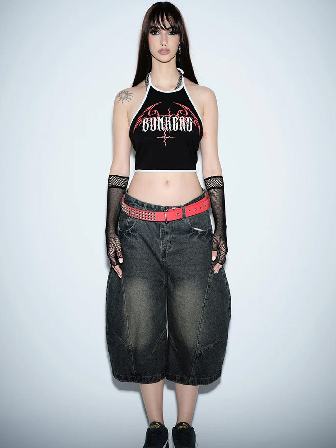 Bonkers Corner Scar Glyph Halter Neck Top For Women