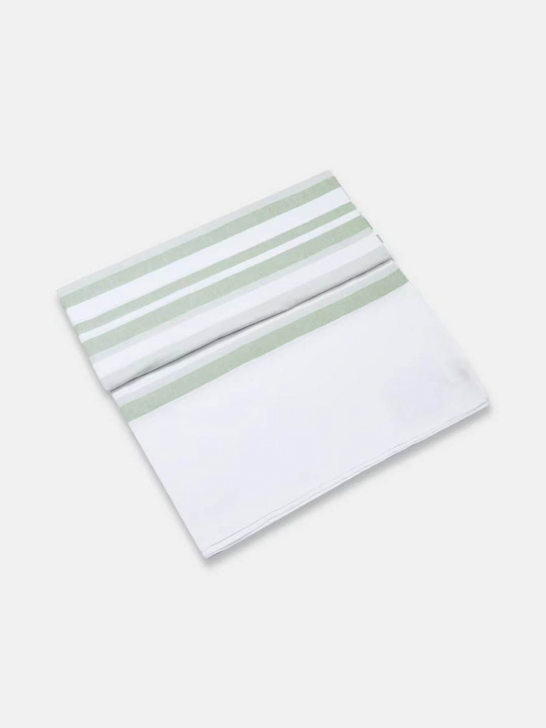 Fabindia Green & Grey Striped 92 TC Cotton Single Bedsheet Set 1.5 m x 2.5 m