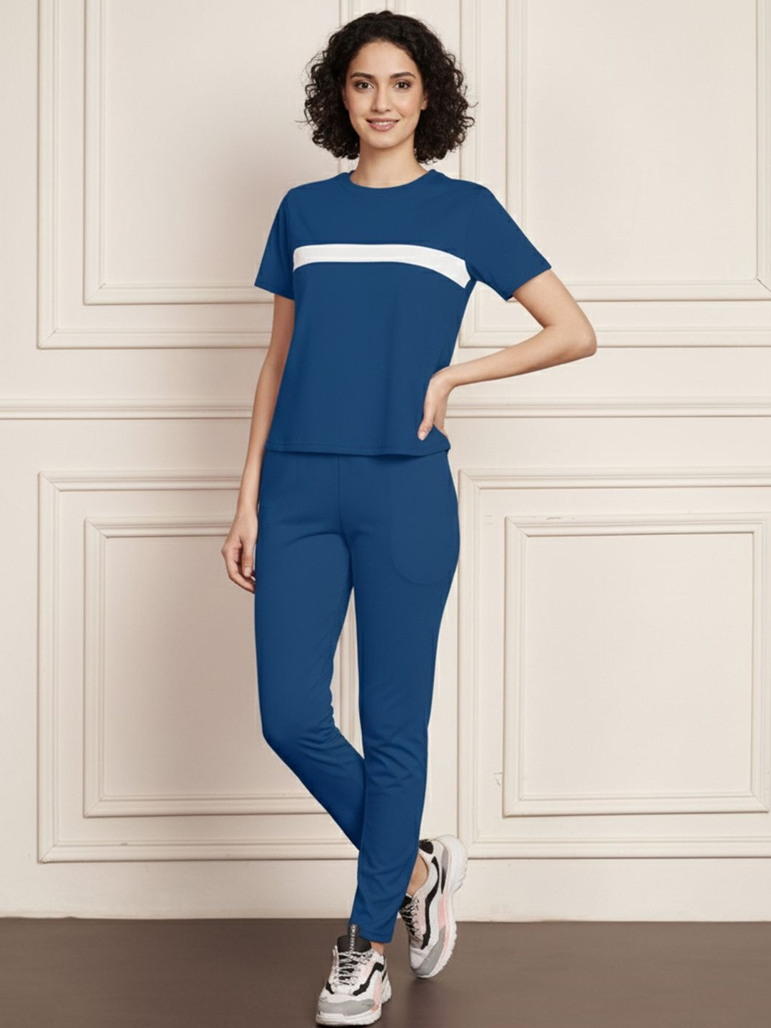 Moda Rapido Women Cotton Blend Front Taped Tracksuit