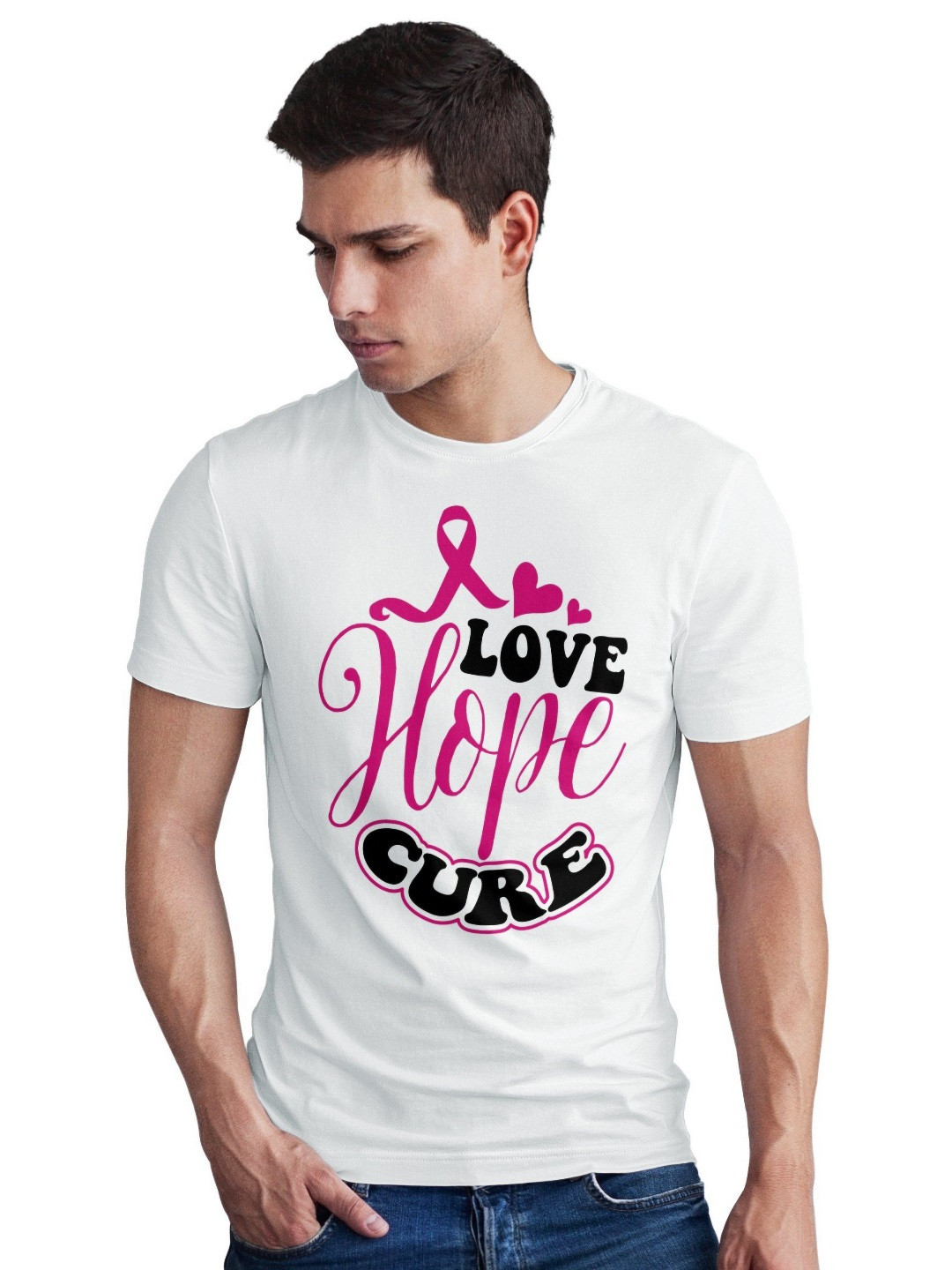 Seekbuylove Men Bio Finish Love Hope Cure Round Neck Pure Cotton T-shirt