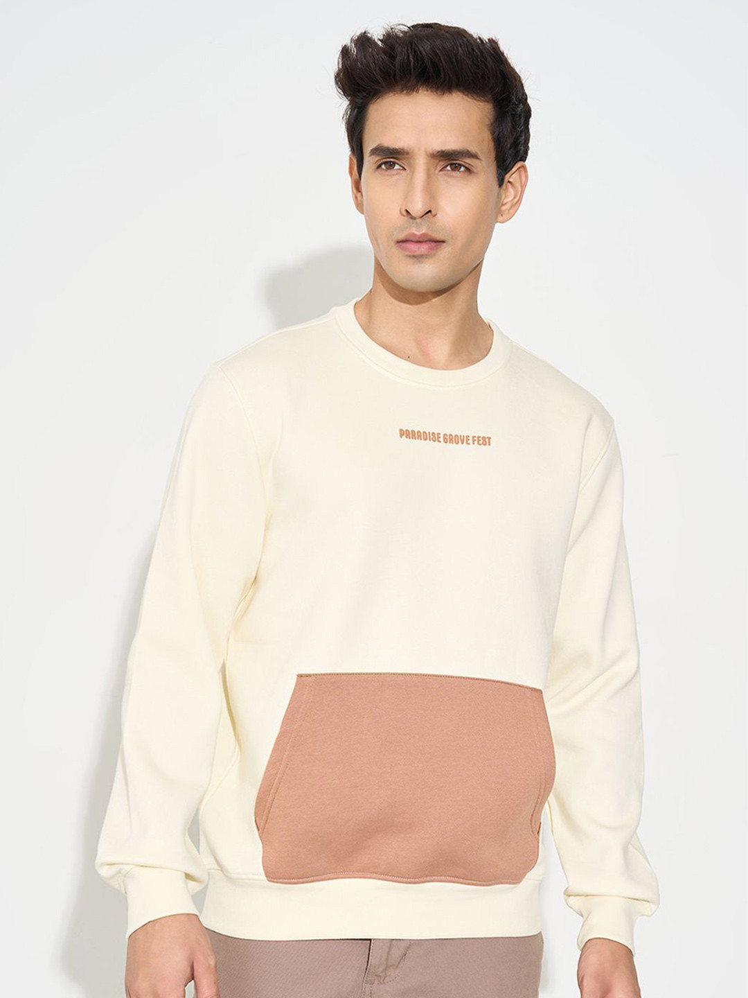 7 Alt by Pantaloons Men Round Neck Cotton Pullover Sweatshirt