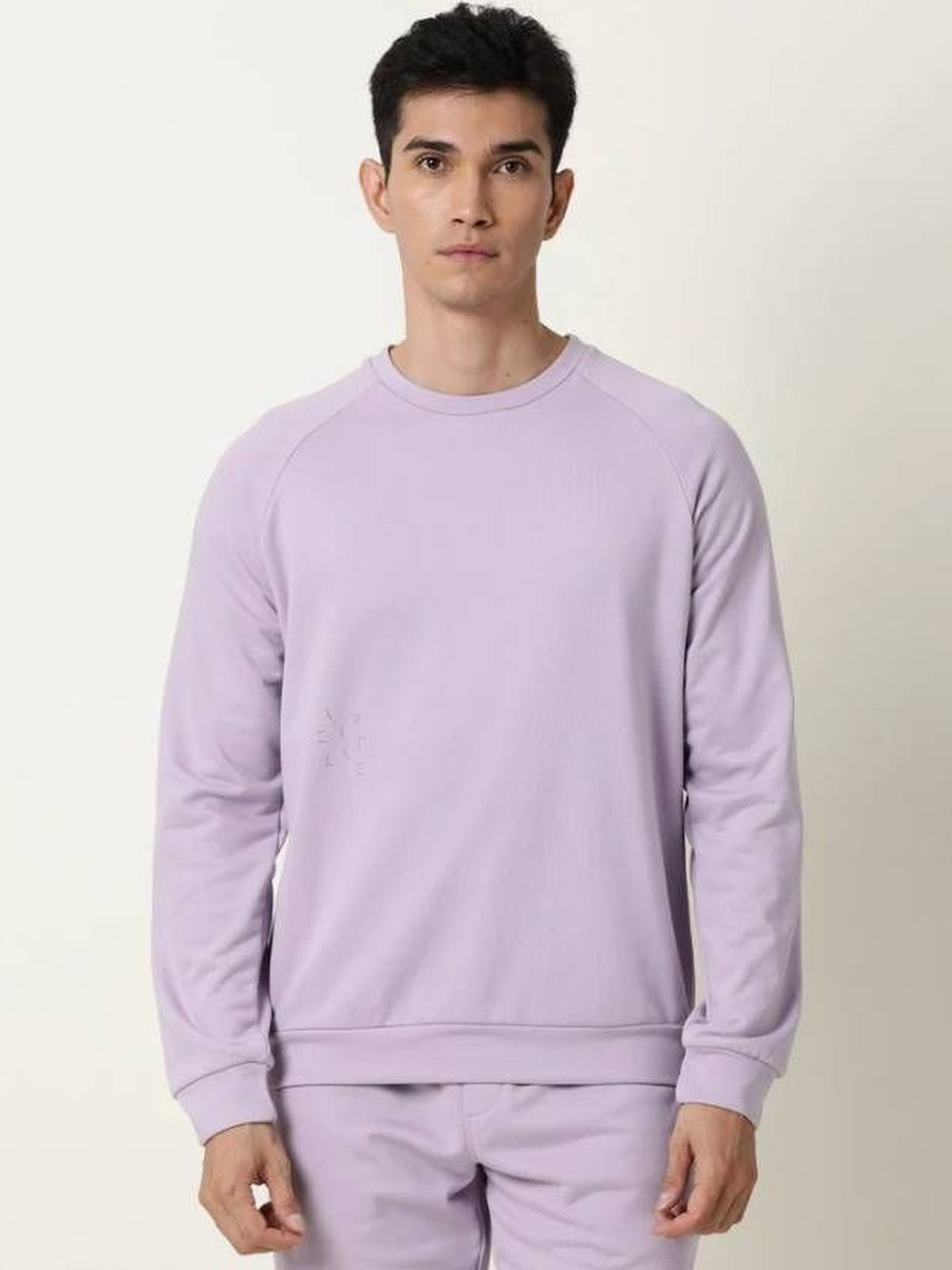 VALUE CREATION Men Solid Purple Cotton Solid Pullover