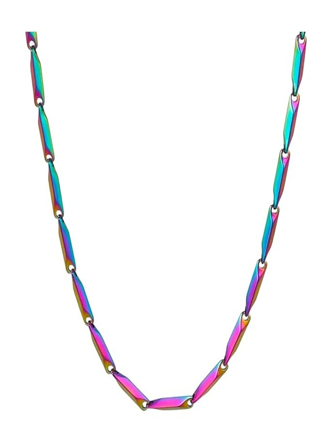 P. R. PRINTS Unisex Stainless Steel Rice Beads Link Chain
