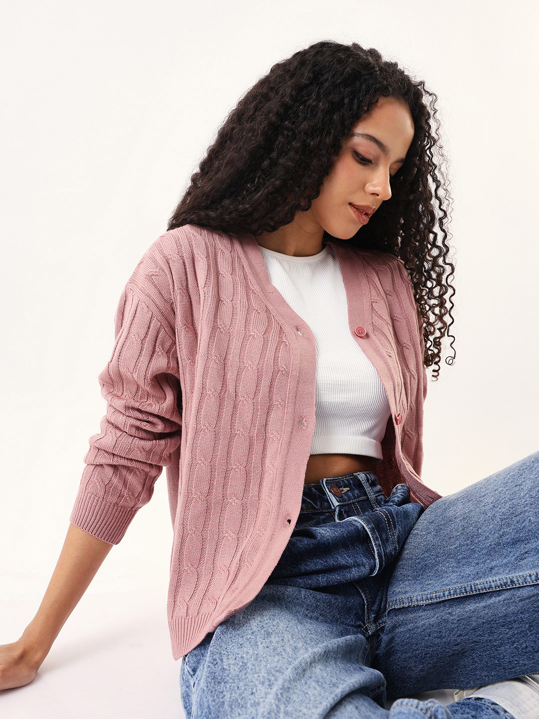 DL Woman Women V-Neck Winter Cardigan