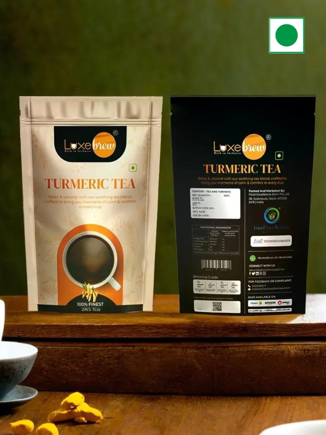 LuxeBrew Premium Turmeric Tea For Calm & Comfort For Immunity Boosting - 250 Gm