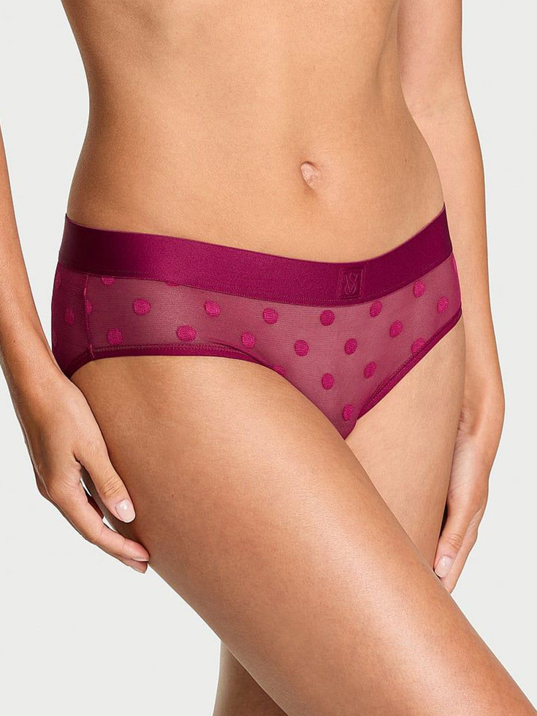 Victoria's Secret Heritage Logo Printed Cotton Sheer Mid-Rise Hipster Brief