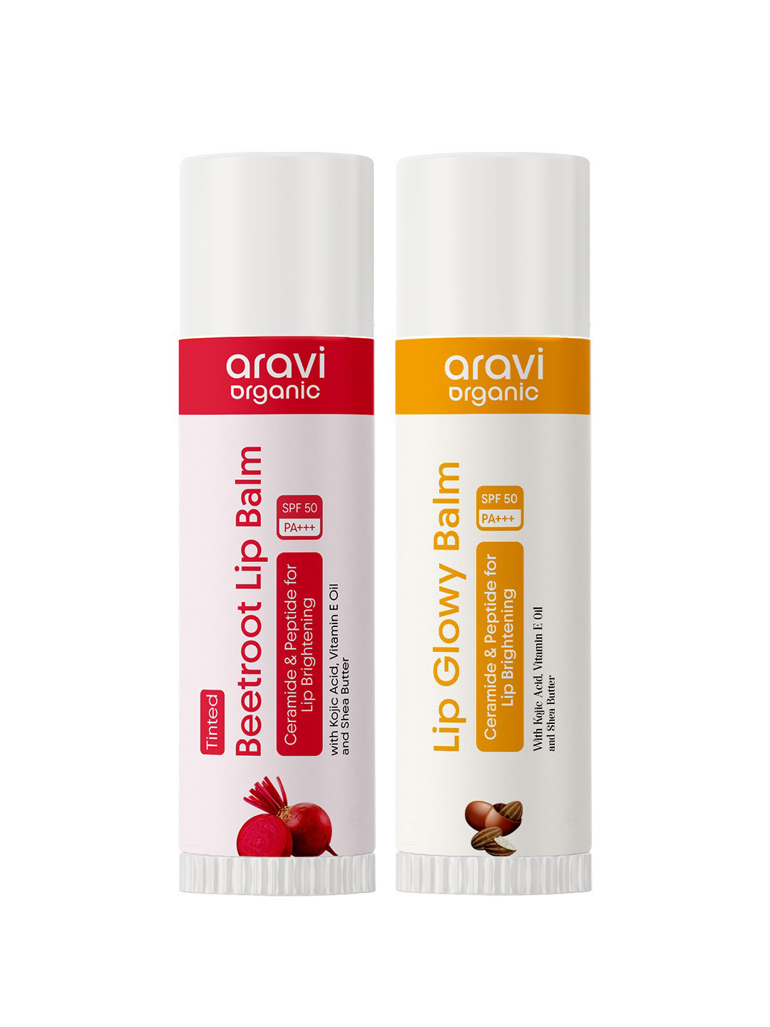 Aravi Organic Set Of Lip Glowy Balm & Beetroot Lip Balm  - 5g Each