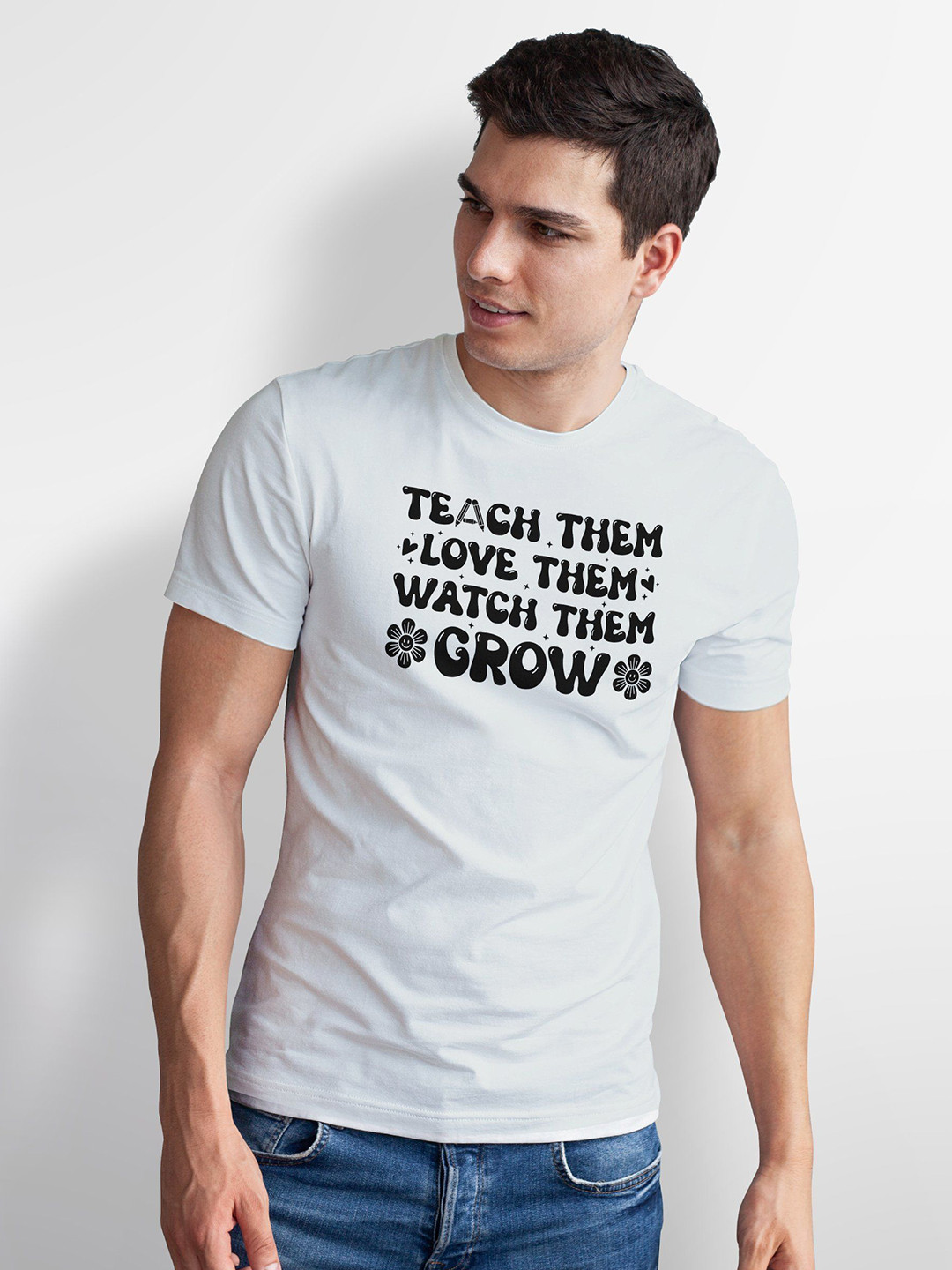 Seekbuylove Men Bio Finish Teach Love Watch Grow Round Neck Pure Cotton T-shirt