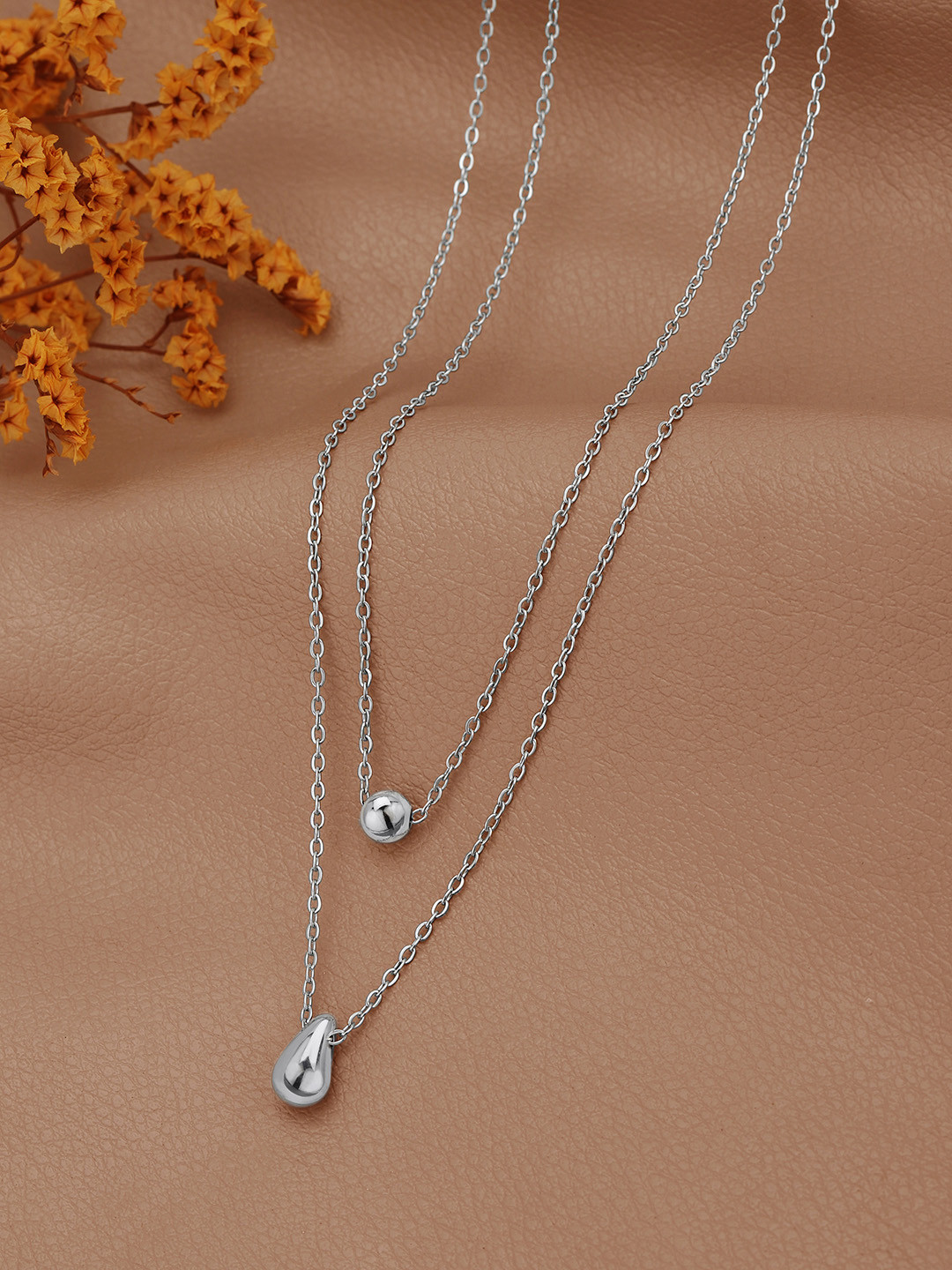 Silver Plated Water Drop Layered Necklace