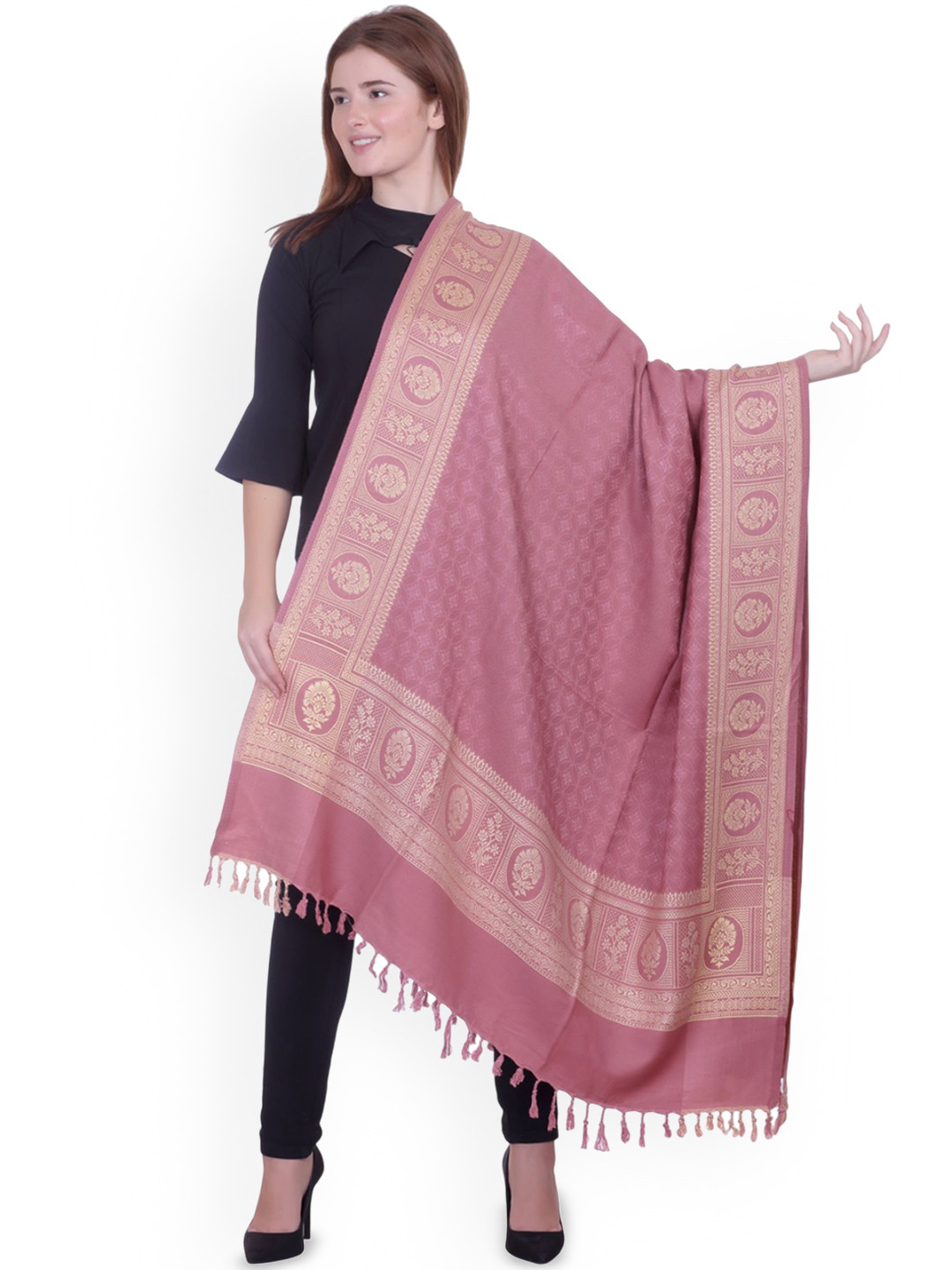 TRUDO Women Ethnic Motifs Woven Design Acrylic Shawl