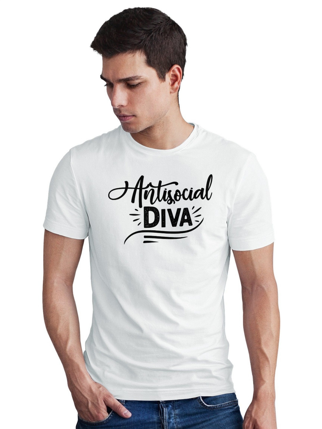 Seekbuylove Men Bio Finish Antisocial Diva Round Neck Pure Cotton T-shirt