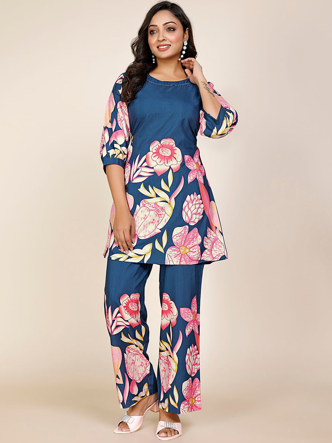 Maheshwar Floral Printed Tunic & Palazzo