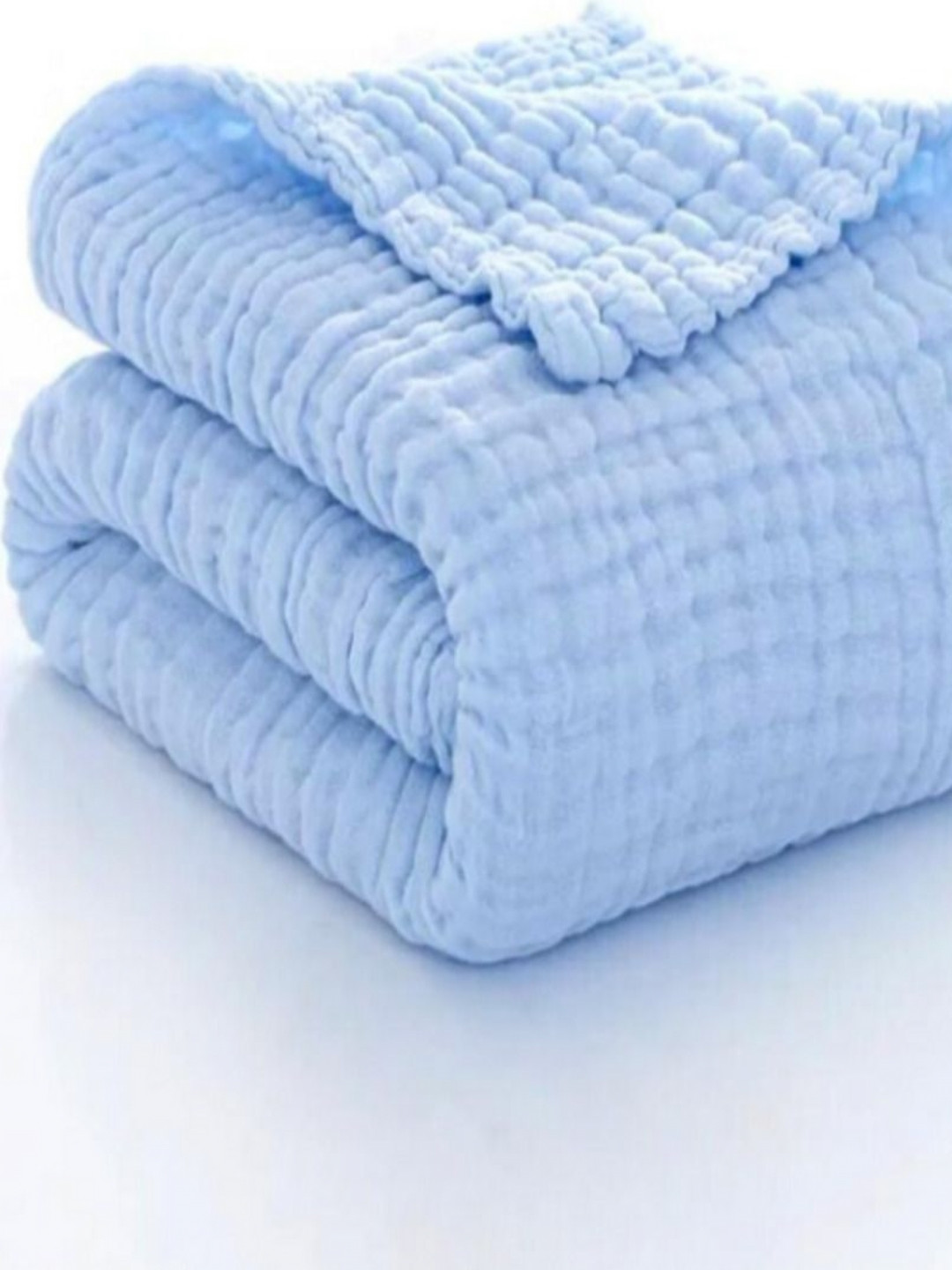 BABY MUSLIN Blue Pure Cotton 500 GSM Breathable Bath Towel