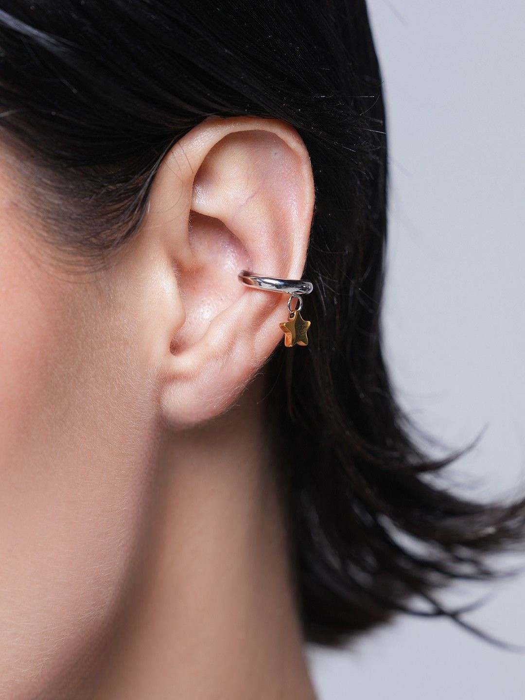 CAO Jewellery Stainless Steel Gold Plated Drop Earrings Star Shaped Ear Cuff