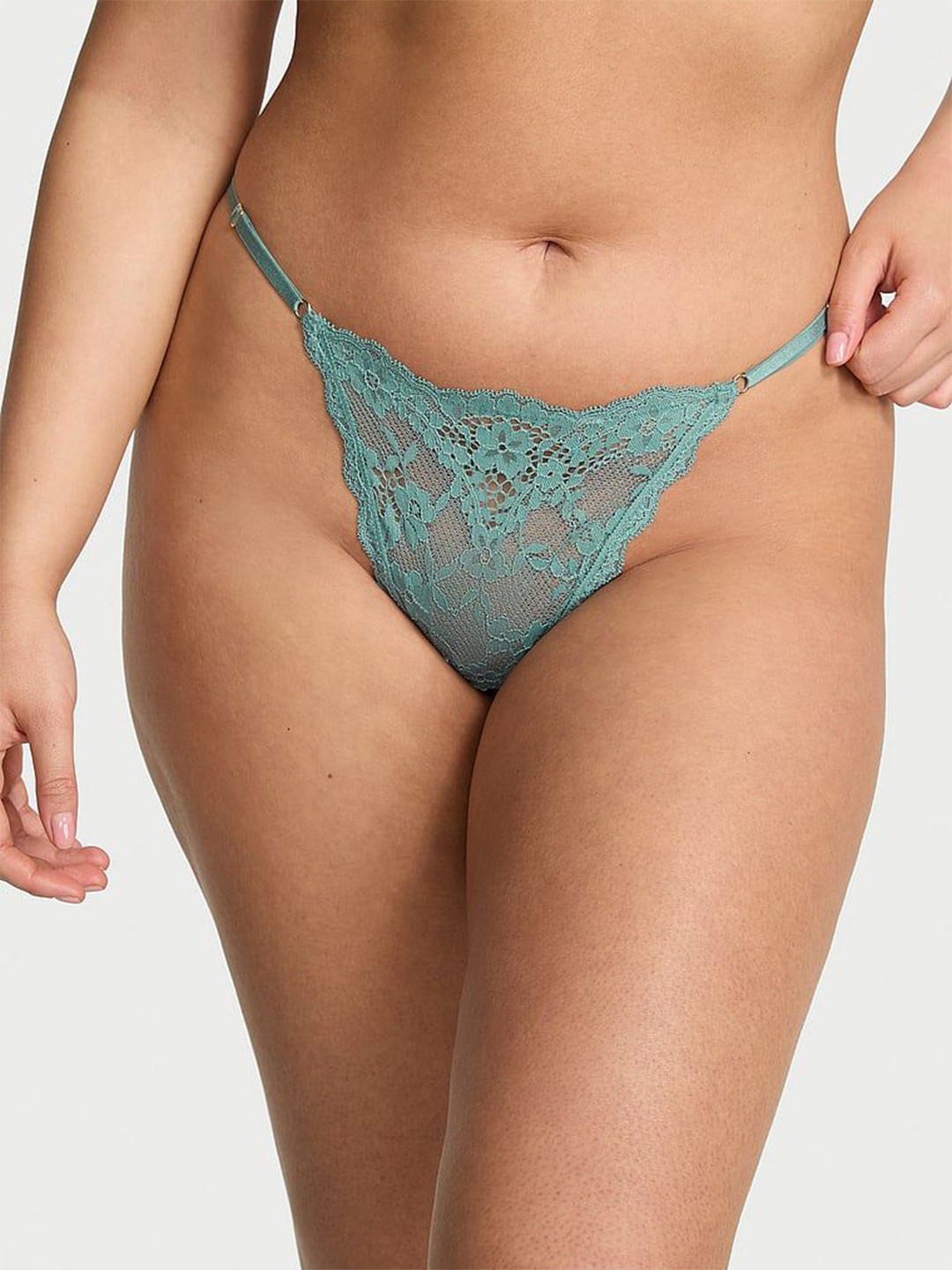 Victoria's Secret Self-Designed Low-Rise Lace Outer Elastic Thong Brief