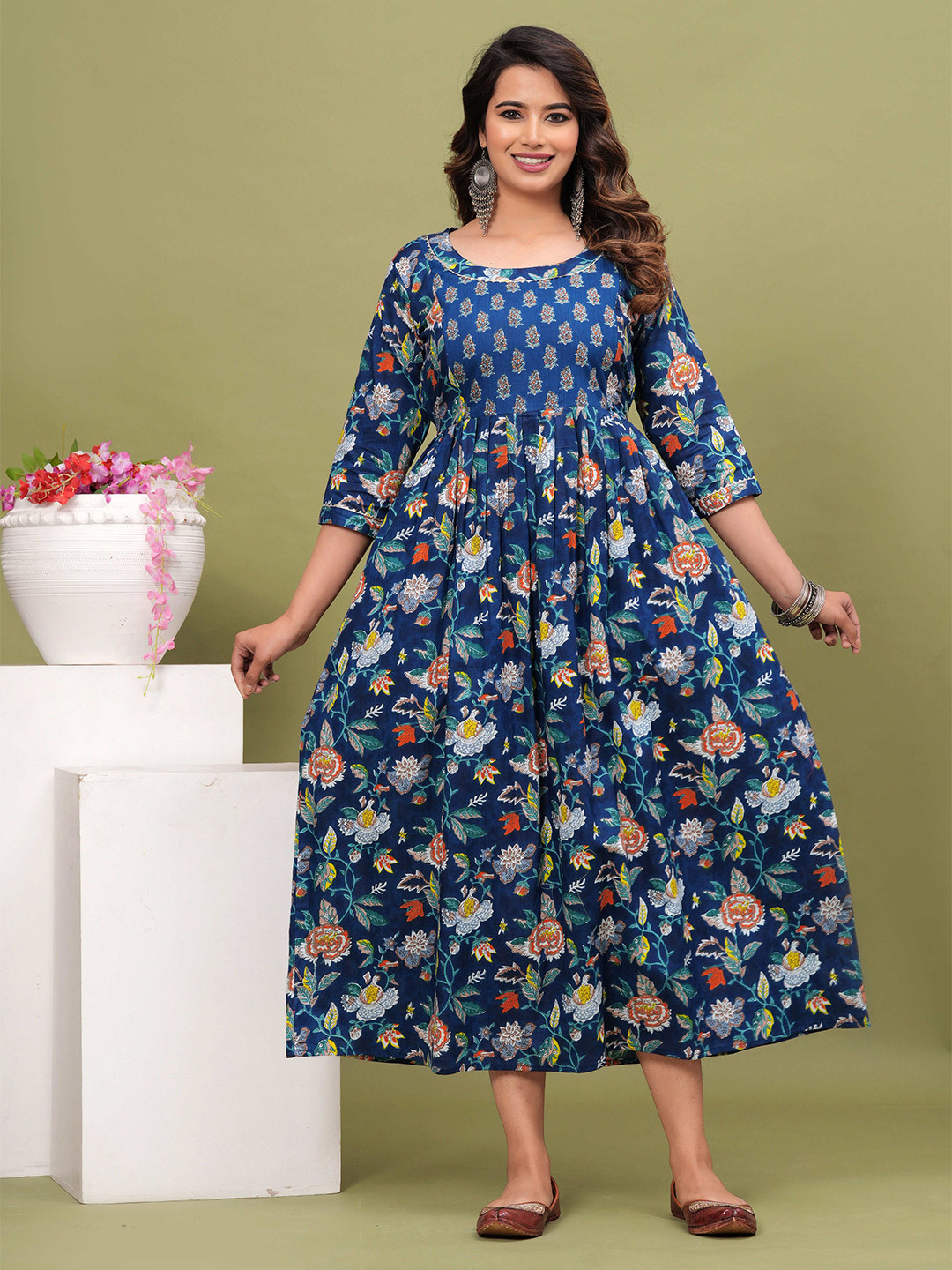 FACON GRAVIDA Floral Printed Maternity Fit & Flare Maxi Dress