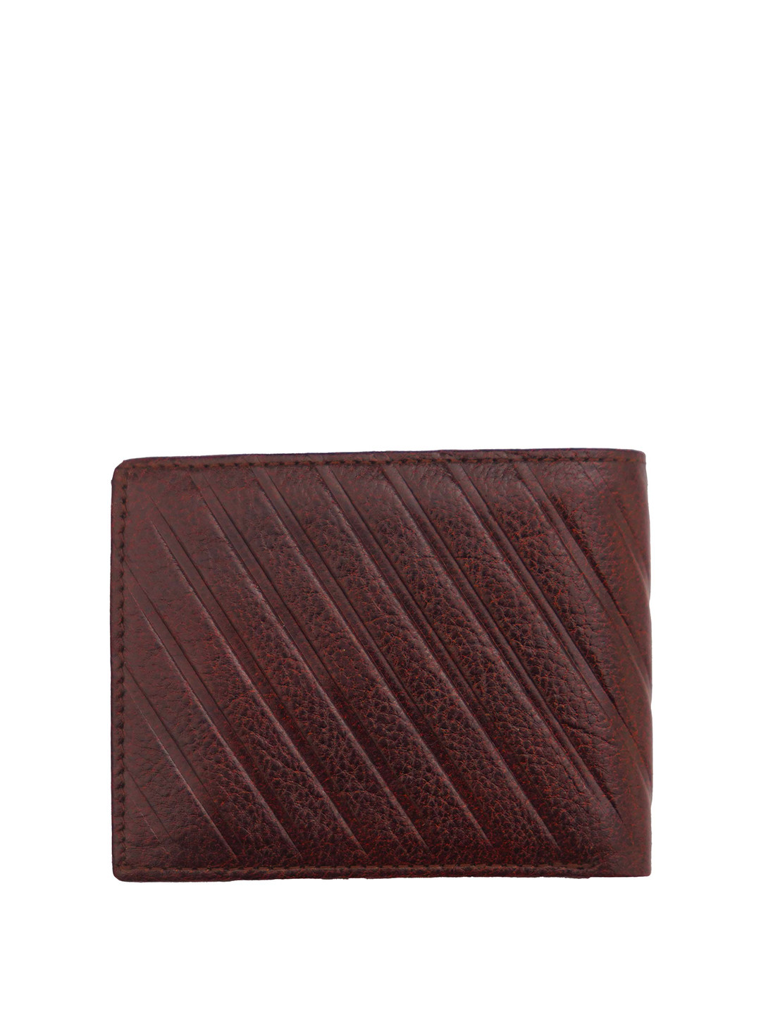 The Brown Hide Men Geometric Textured Leather Two Fold Wallet