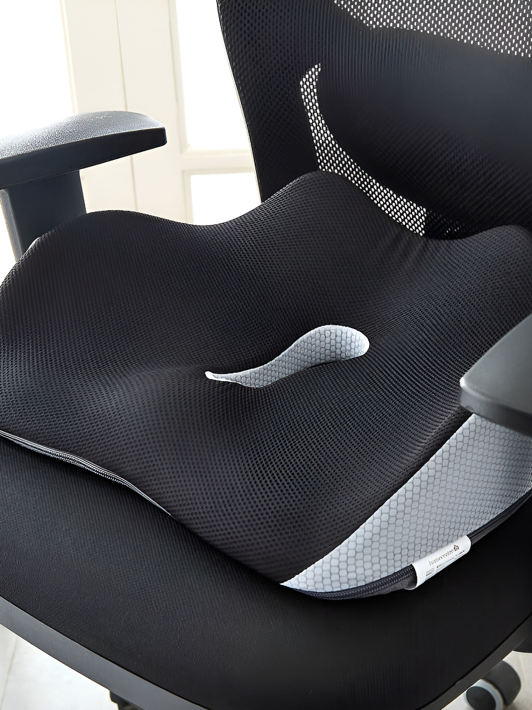 Home Centre Slumber Yiwu Grey & Black Memory Foam Seat Cushion