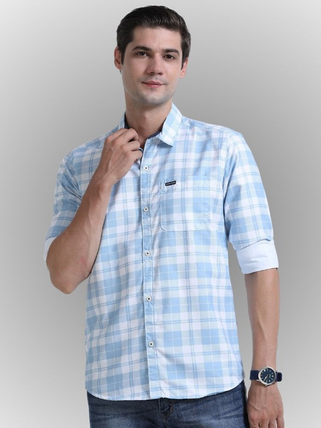 Rocket Science Men Comfort Slim Fit Checked Casual Shirt