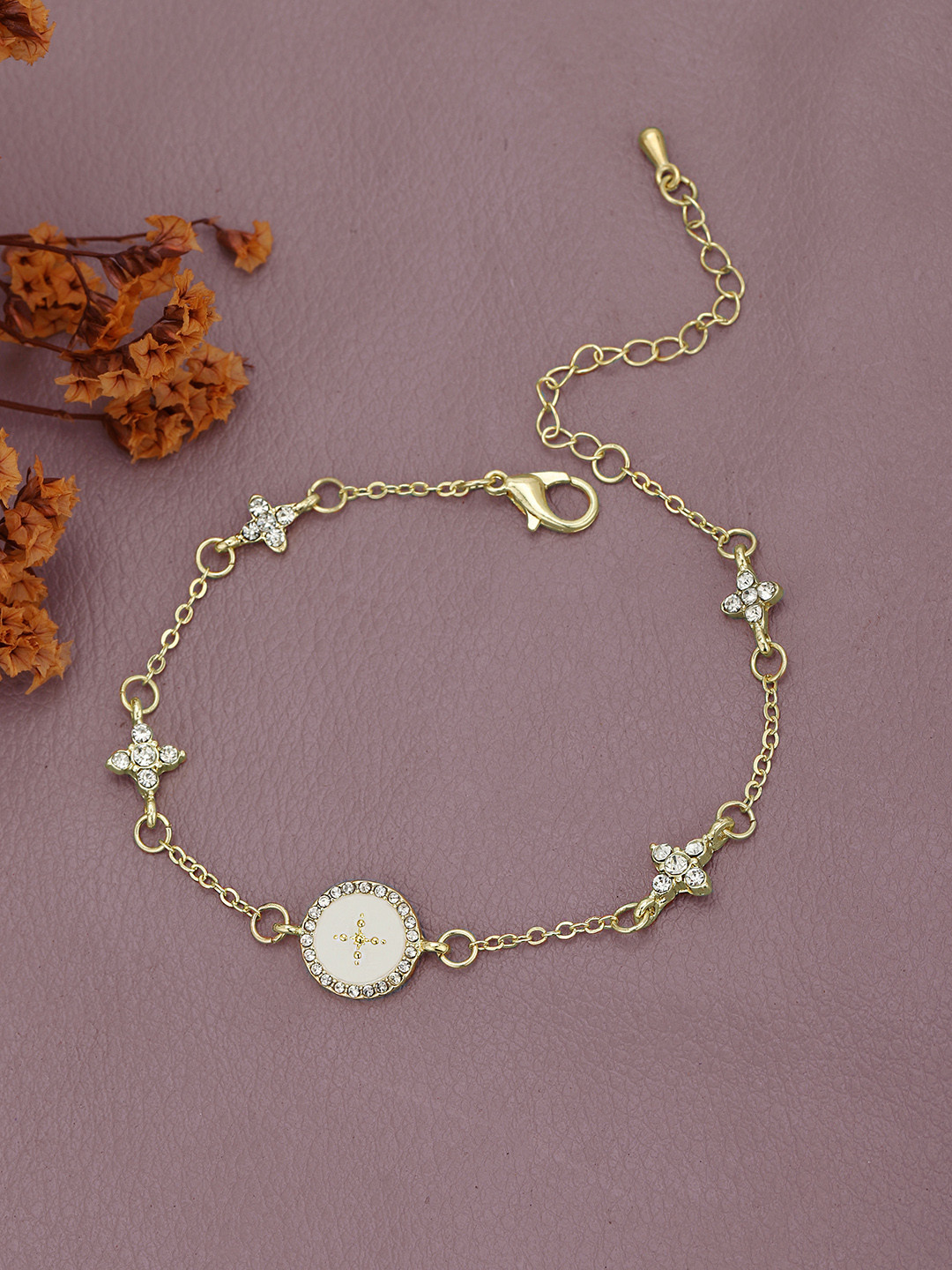 Carlton London Gold Plated CZ Multiple Star Wraparound Bracelet