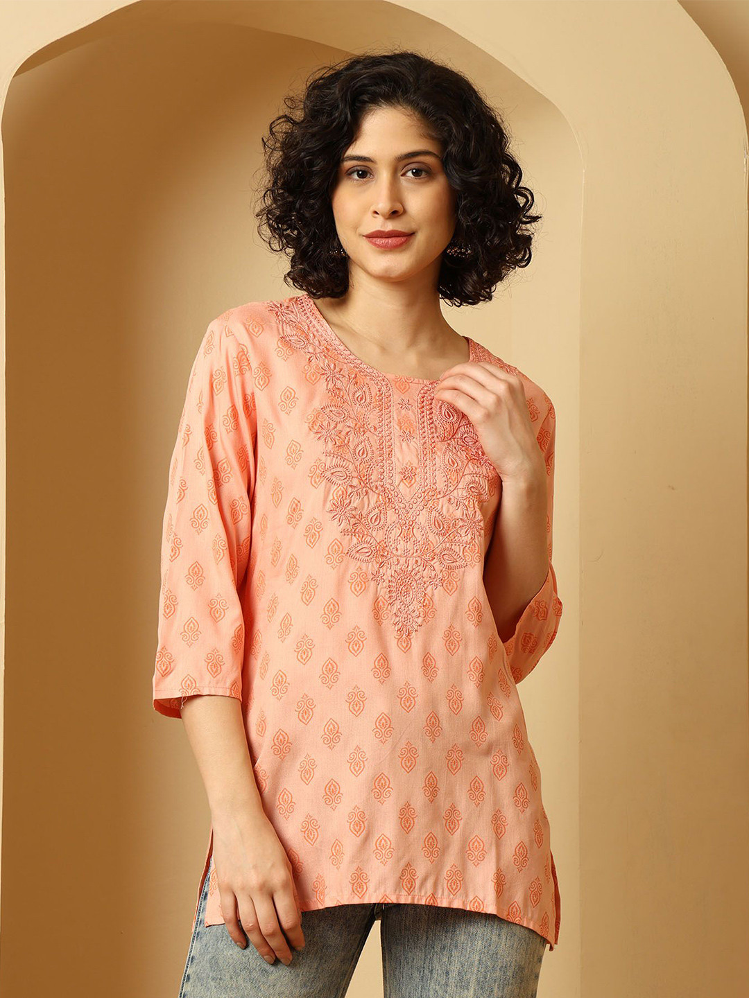 URBAN KANYA Ethnic Motifs Embroidered Thread Work Kurti