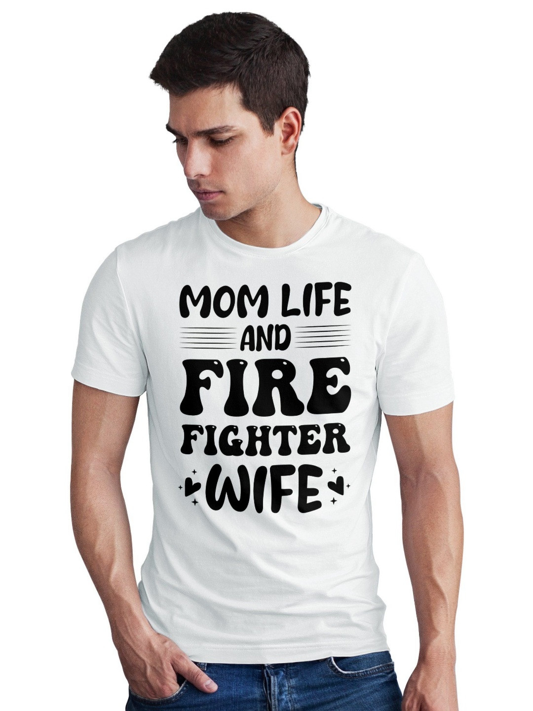 Seekbuylove Men Bio Finish Mom Life Firefighter Wife Round Neck Pure Cotton T-shirt